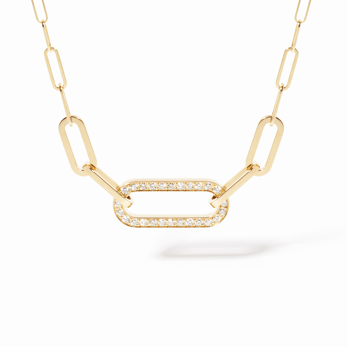 DINH VAN MAILLON PERLE COLLIER GRAND MODÈLE FUITE OR JAUNE ET 1 MAILLON DIAMANTS