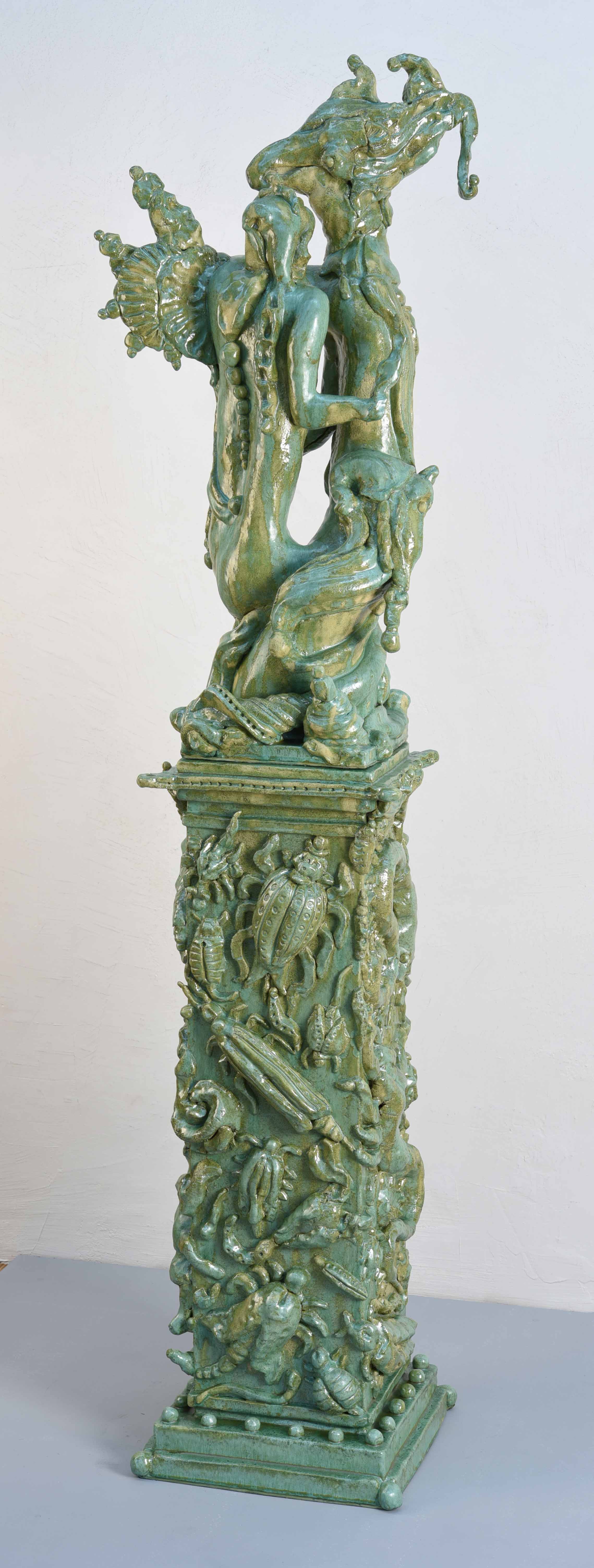 CERAMIC BRUSSELS 2026 GUEST OF HONOUR ELMAR TRENKWALDER 2019 WVZ347STRE GLAZED TERRACOTTA 2 PIECES ATTACHED 177CM X 35CM X 46CM