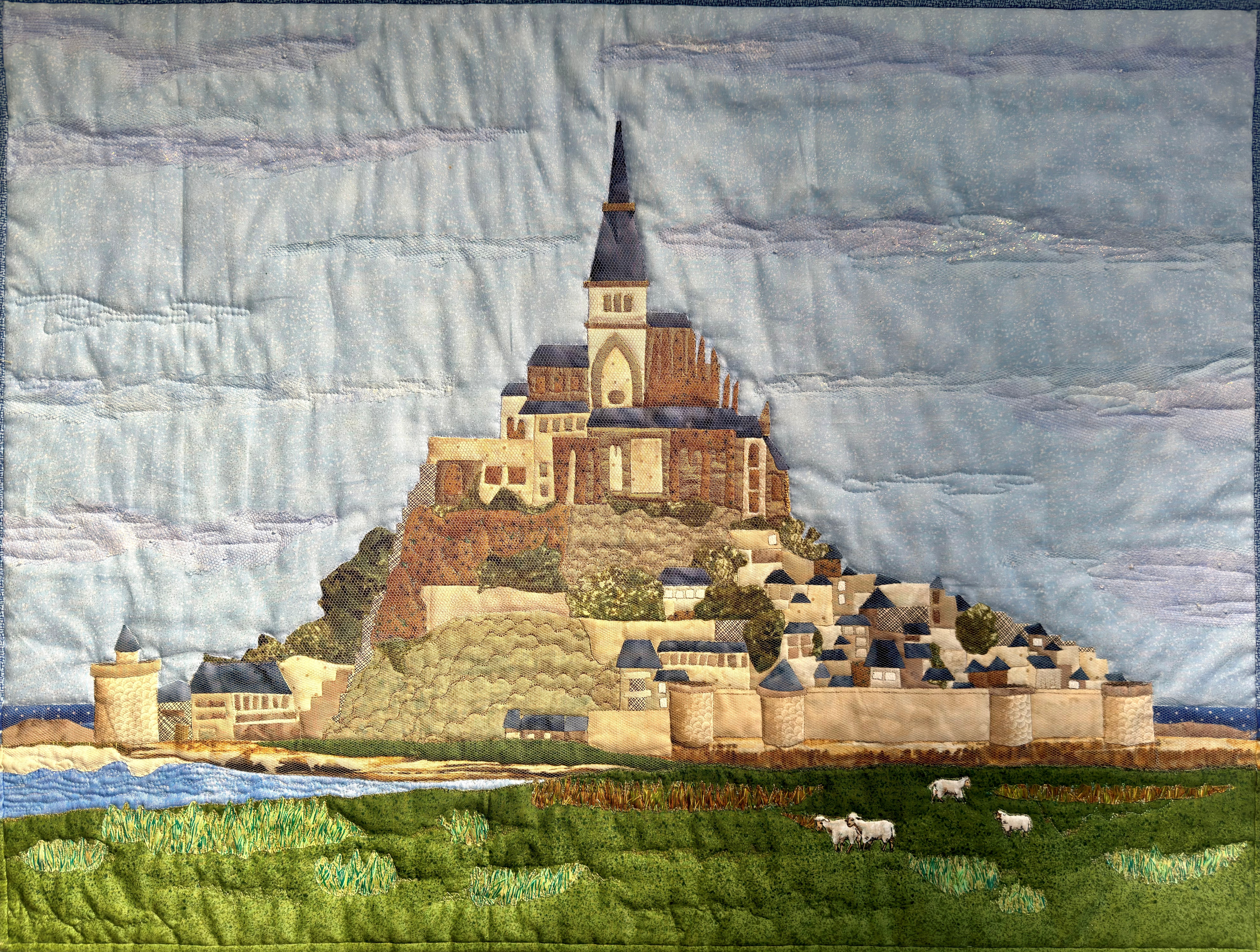 AAF26 60 CENT GALLERY CORRIE VAN LEEUWEN MONT SAINT MICHEL 2019 COTTON ORGANZA TULLE ANGELINA FIBER FIBERFILL 62X82CM 890EUR