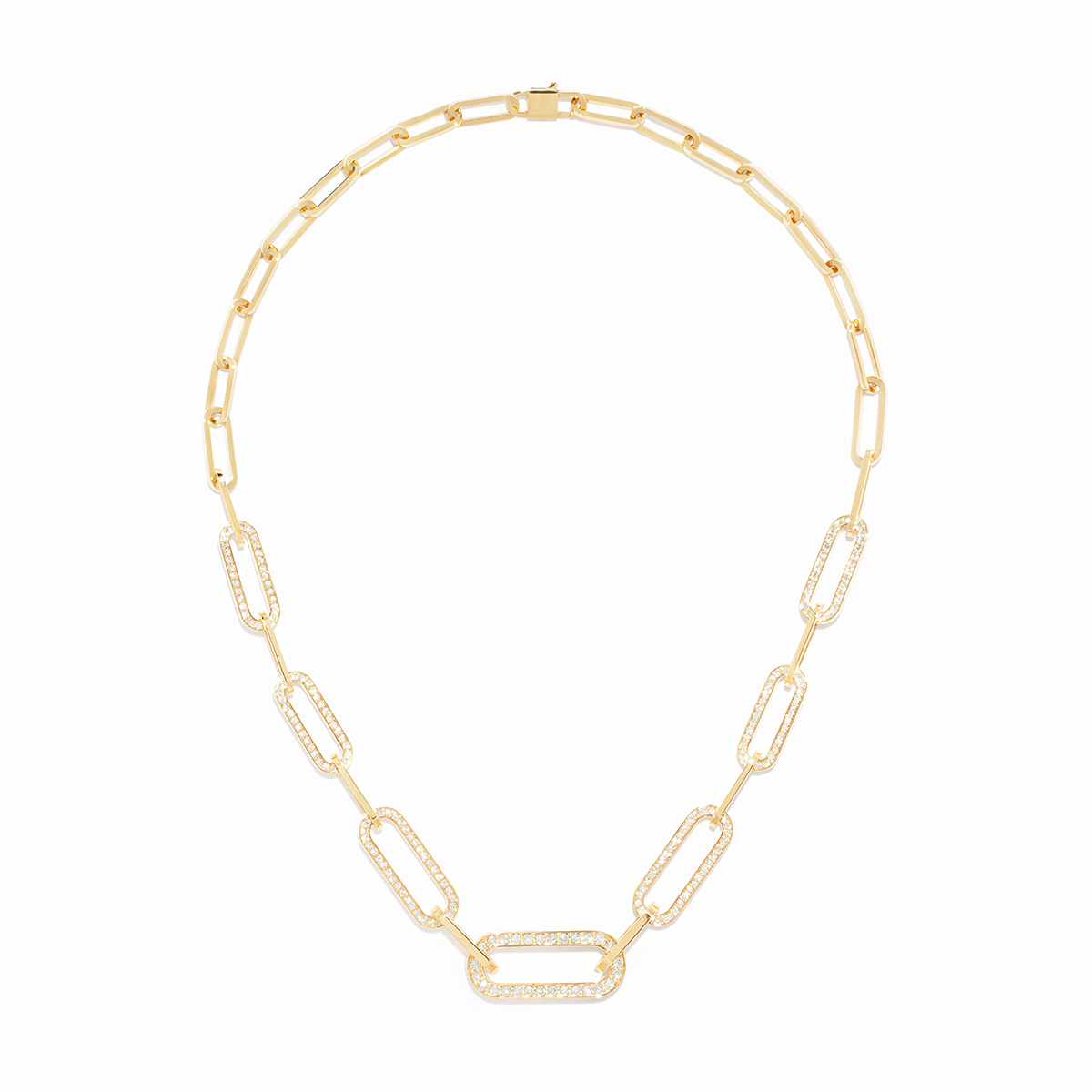 DINH VAN MAILLON PERLE COLLIER GRAND MODÈLE FUITE OR JAUNE ET 7 MAILLONS DIAMANTS (2)