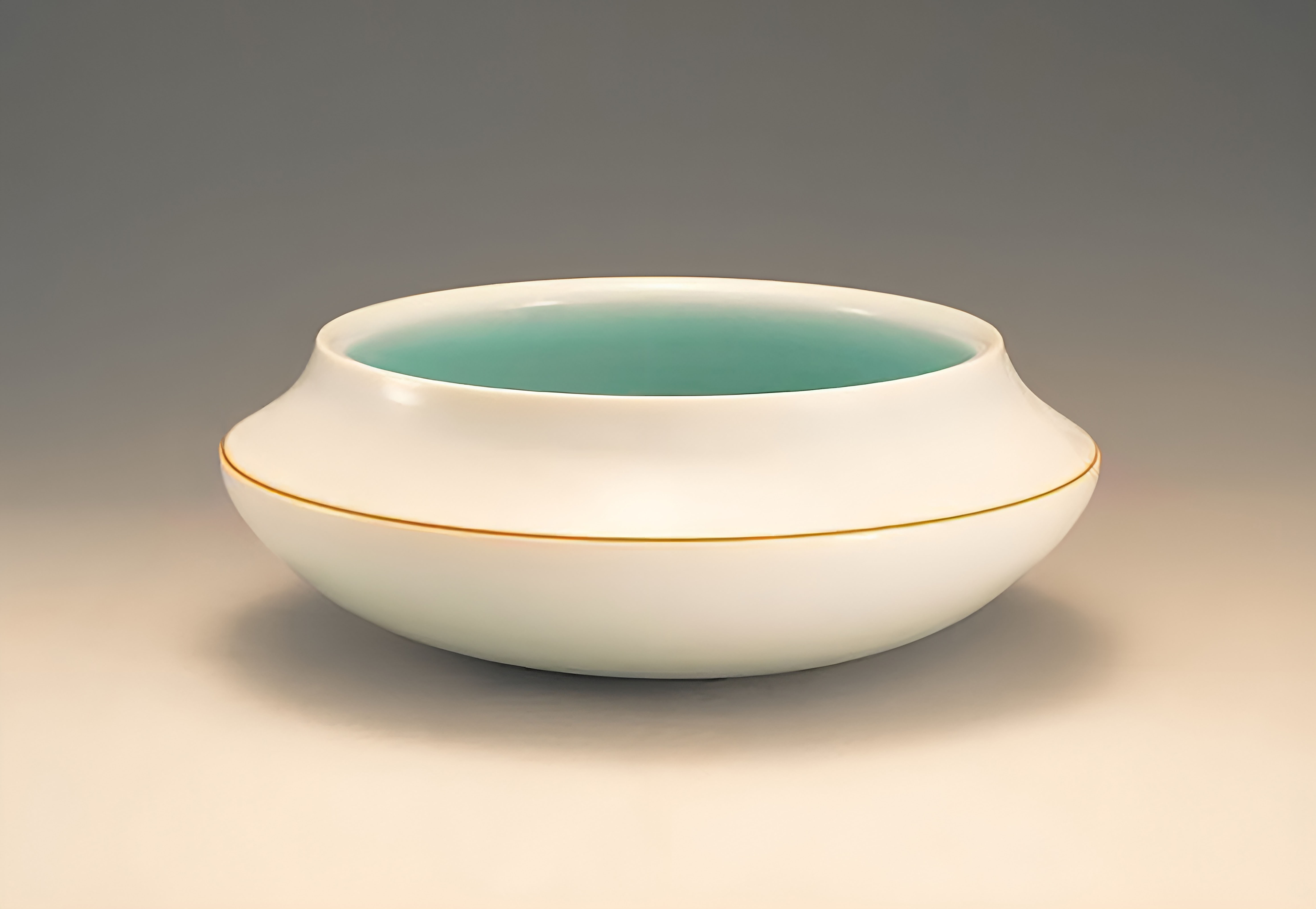 CB26 CHAXARTXART BV XU QUN LIE CELADON GLAZED FOLDED RIM BOWL PORCELAIN 2014 235MM X 13CM