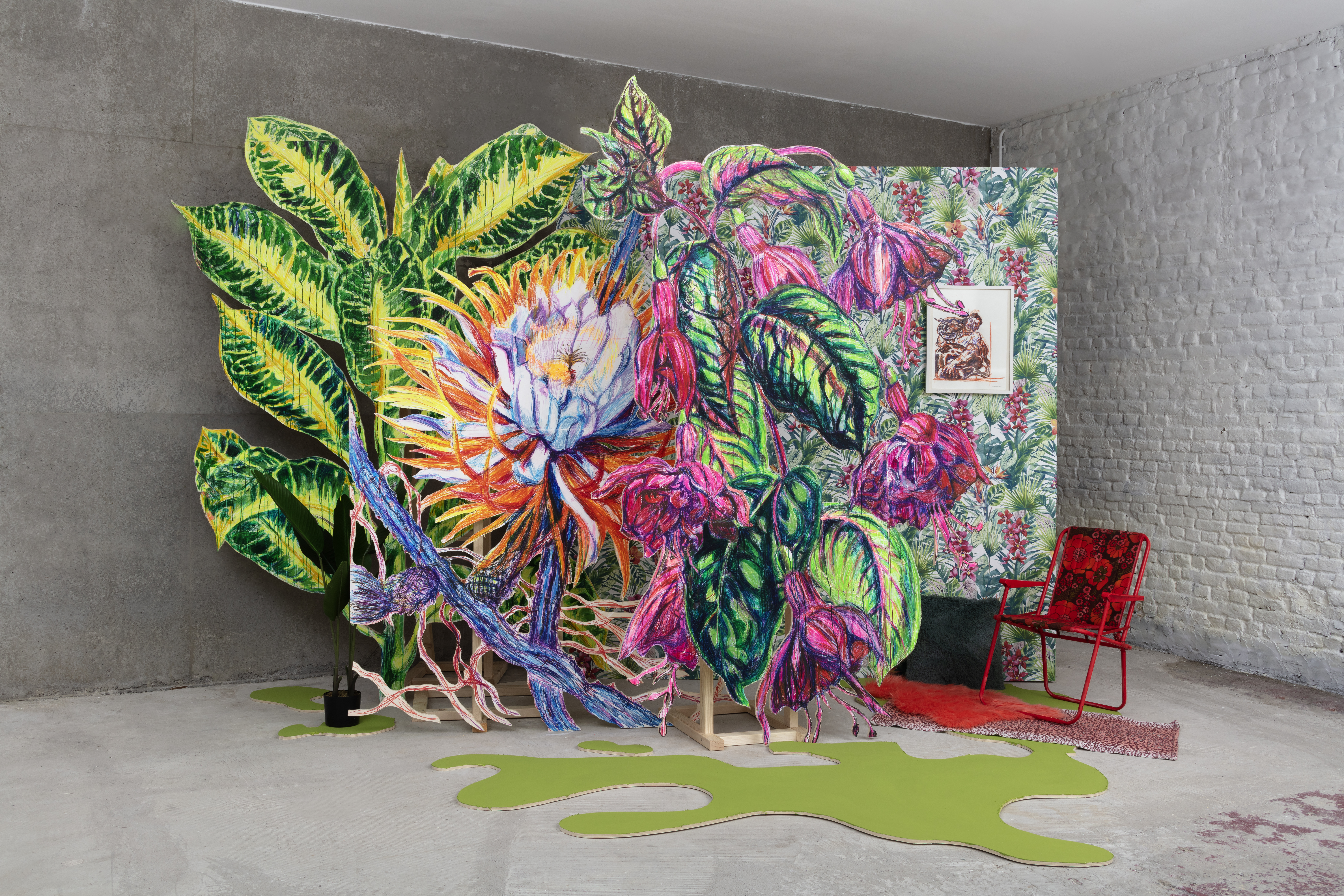 ALFONSE PAUL ET LES AUTRES VIVARIUM INSTALLATION TECHNIQUE MIXTE DIMENSIONS VARIABLES ATELIER SCHAERBEEK 2021 PHOTO BY REGULAR STUDIO