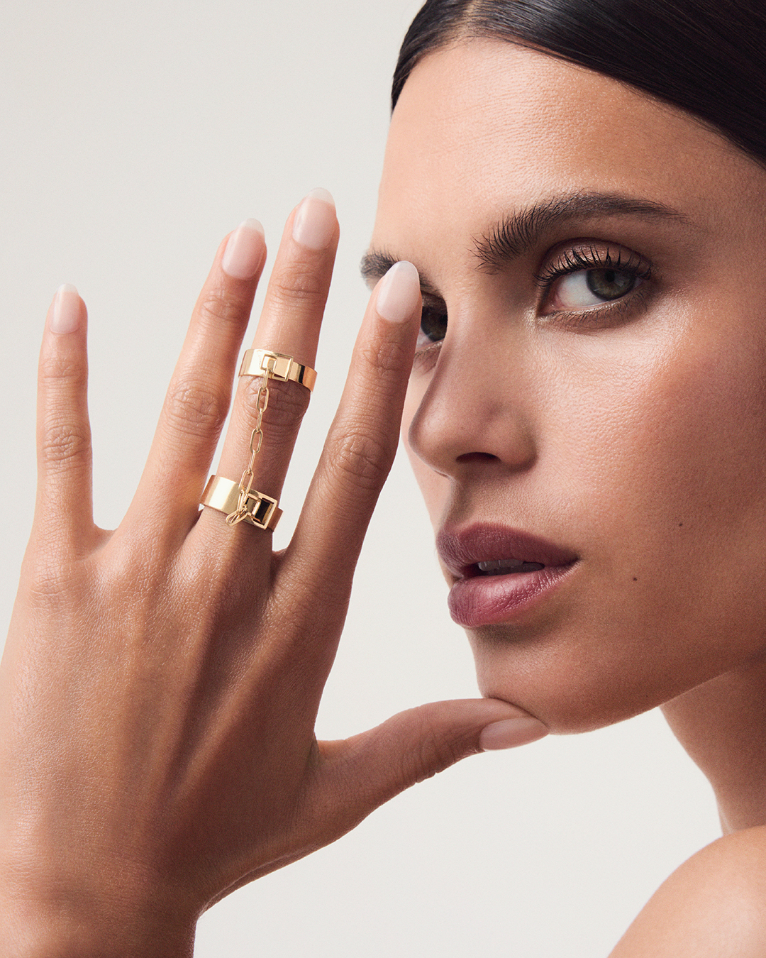 DINH VAN SERRURE SQUARE DOUBLE RING YELLOW GOLD