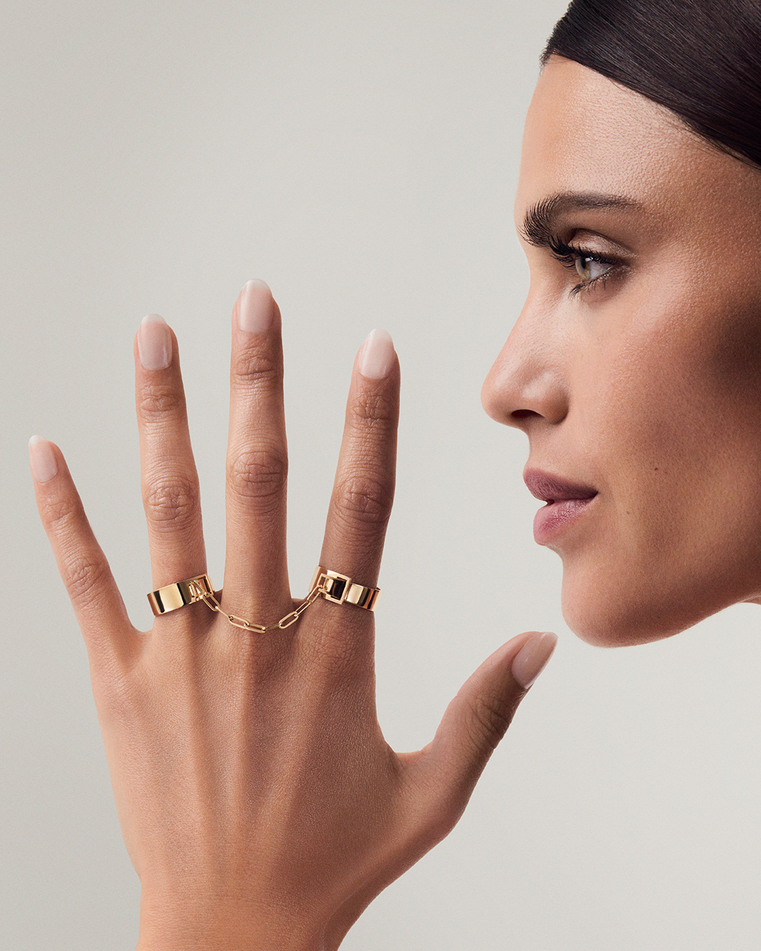 DINH VAN SERRURE SQUARE DOUBLE RING YELLOW GOLD 