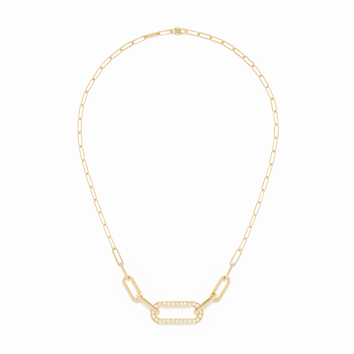 DINH VAN MAILLON PERLE COLLIER GRAND MODÈLE FUITE OR JAUNE ET 1 MAILLON DIAMANTS (2)