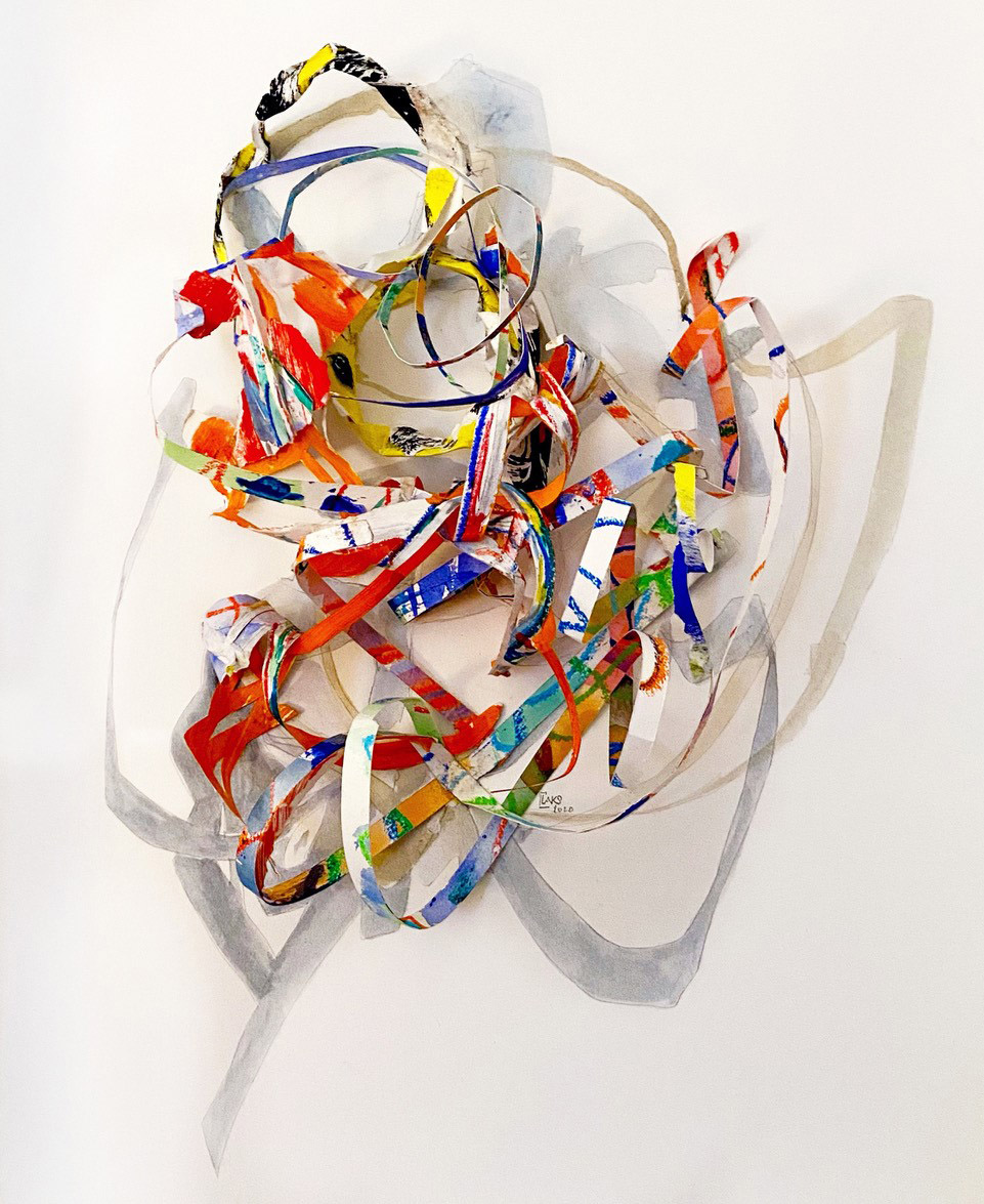 CLAUDIE LAKS COLLAGE TECHNIQUE MIXTE L EVIDEMMENT 76X57 2021