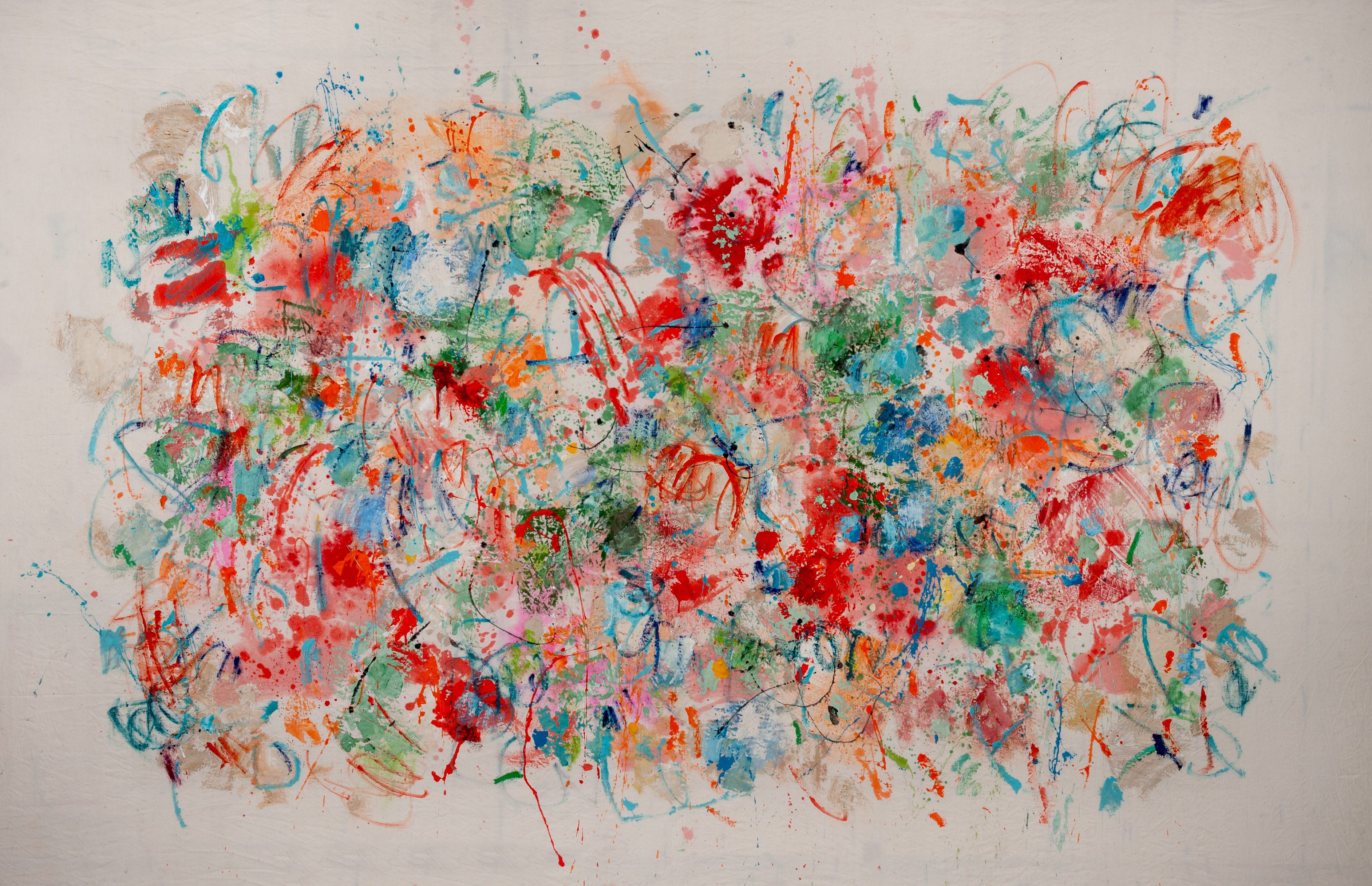 CLAUDIE LAKS JASPE ACRYLIQUE SUR TOILE LIN NATUREL 2020 178X265