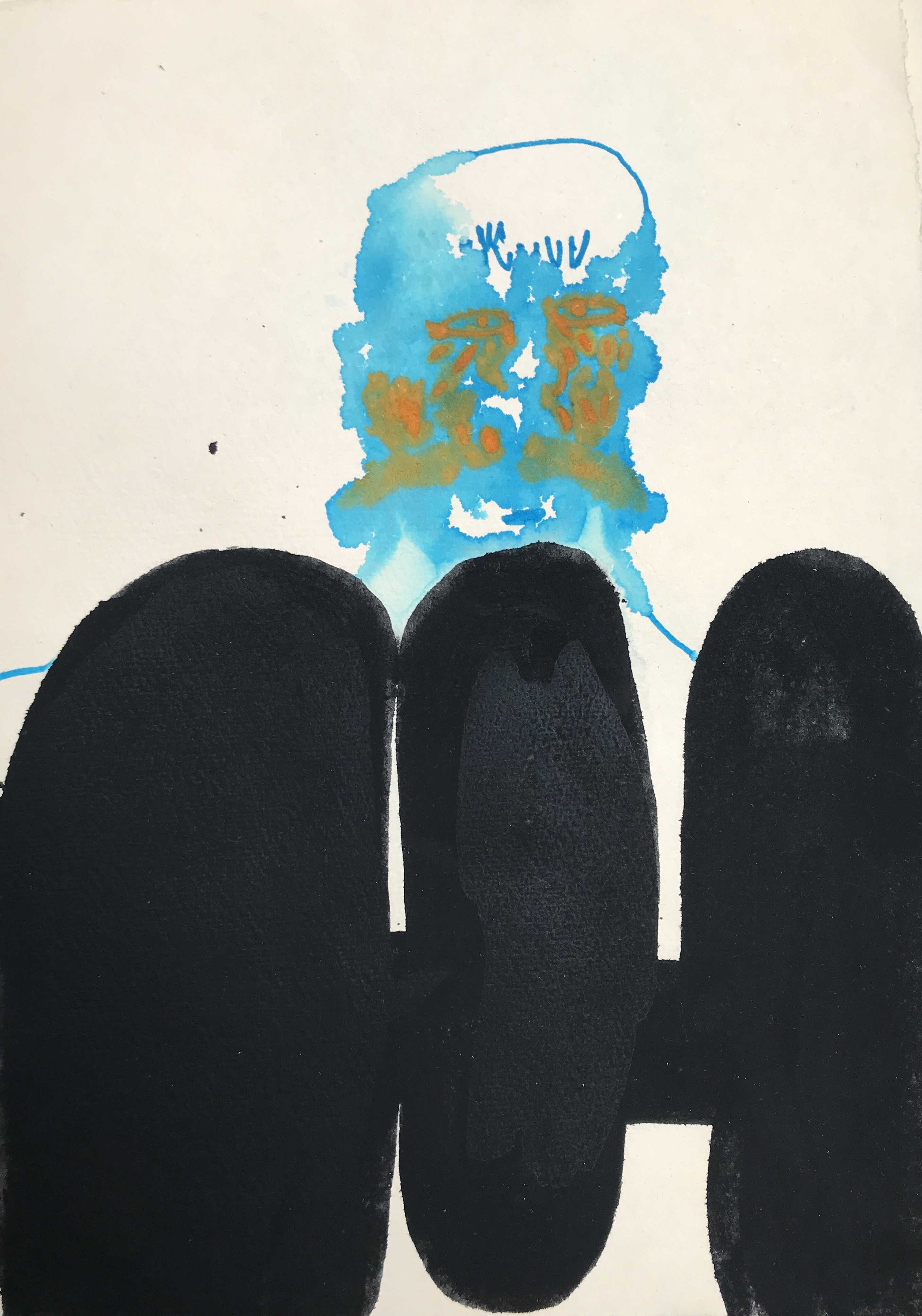 AAF26 GALERIE VEYSSIERE ESMAËL BAHRANI ACRILIQUE ET ENCRE SUR PAPIER 40X30CM