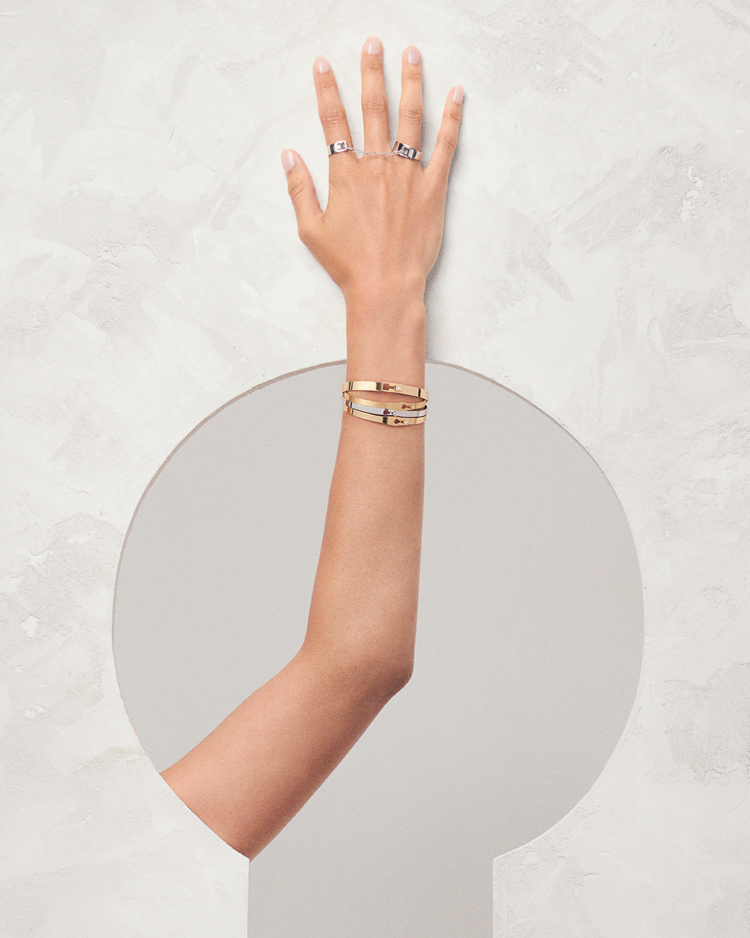 DINH VAN SERRURE SQUARE BRACELET YELLOW GOLD PRINCESS CUT DIAMOND 