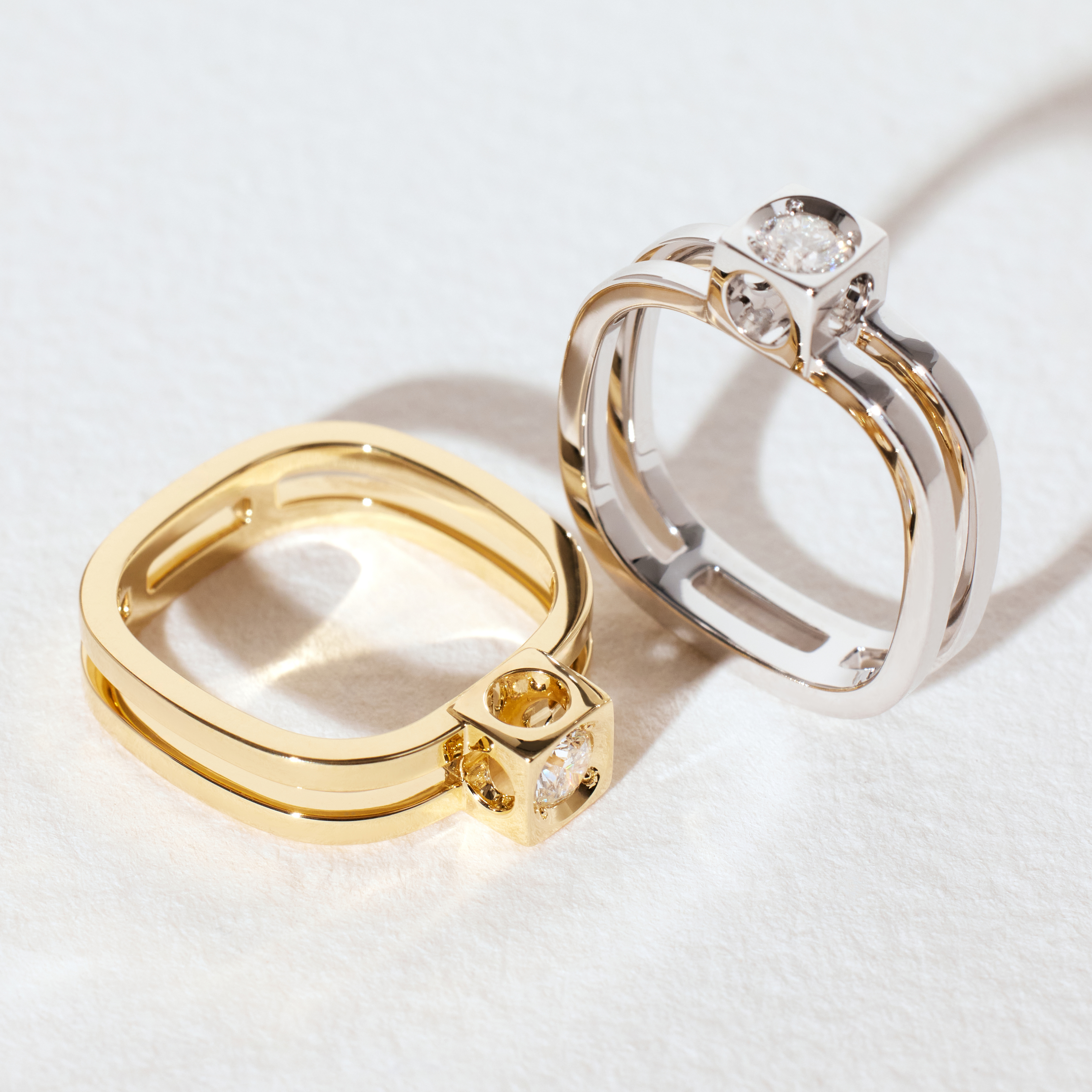DINH VAN LE CUBE DIAMANT RING YELLOW GOLD DINH VAN LE CUBE DIAMANT RING WHITE GOLD