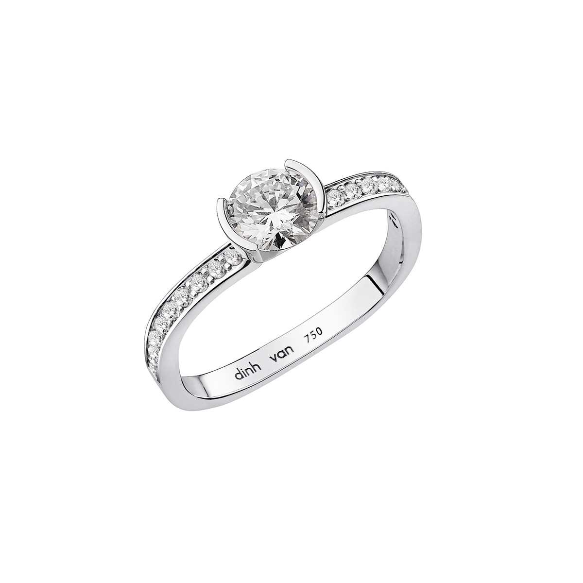 DINH VAN FLORE ENGAGEMENT RINGG WHITE GOLD DIAMONDS PRICE ON DEMAND