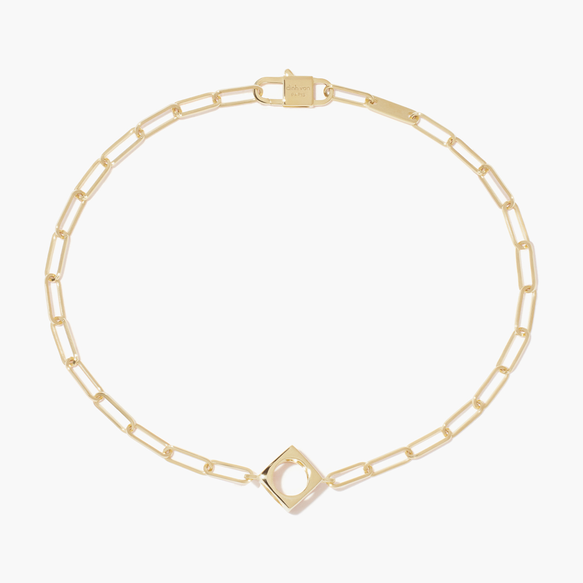 DINH VAN LE PAVE BRACELET ON CHAIN LITTLE MODEL YELLOW GOLD DINH VAN CHAIN S