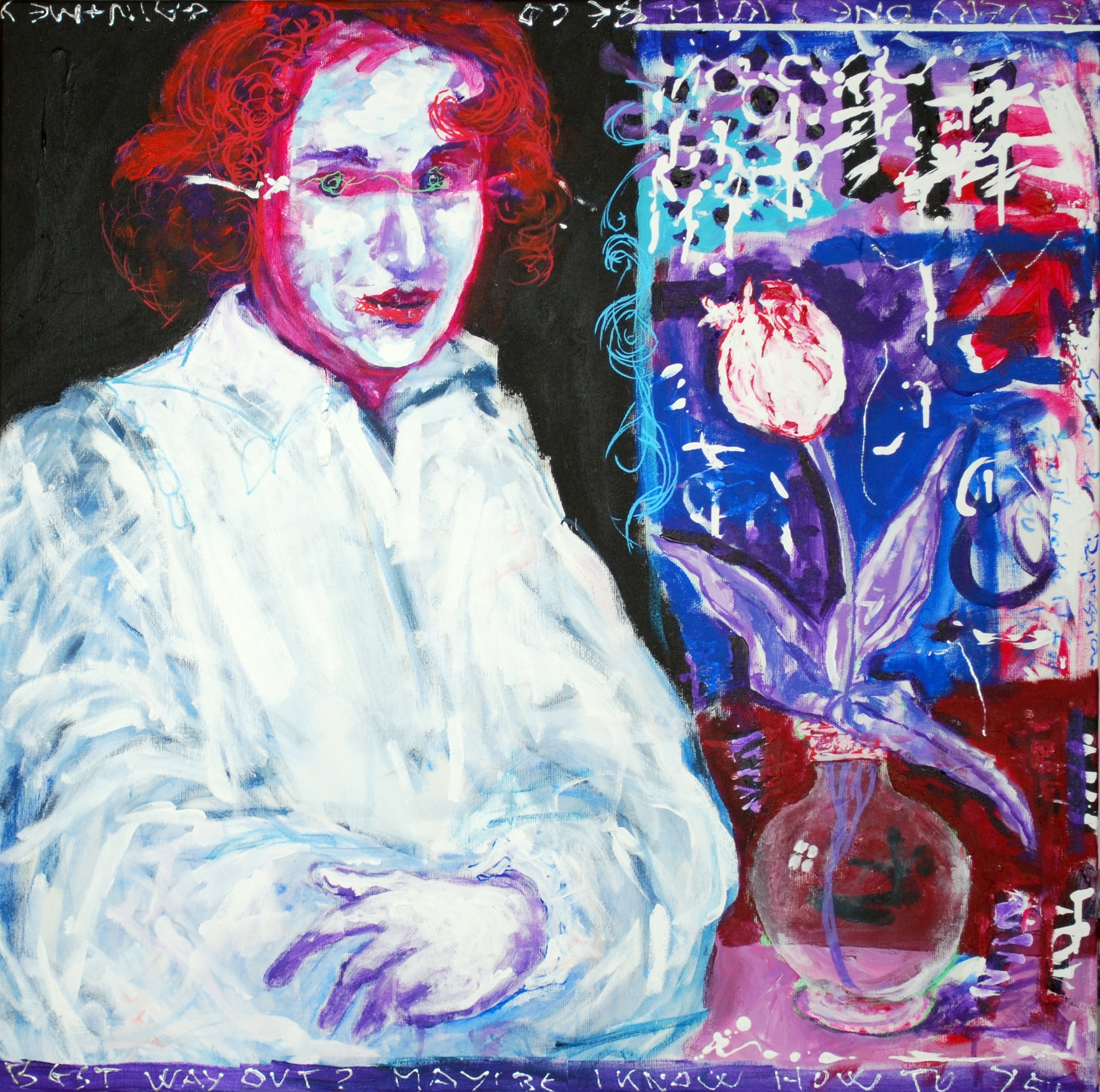 AAF26 YOUNG ART HUNTERS LUIGI FRANCISCHELLO DEPICTED WITH TULIP 2023 ACRYLIC ON CANVAS 70X70CM 1300EUR