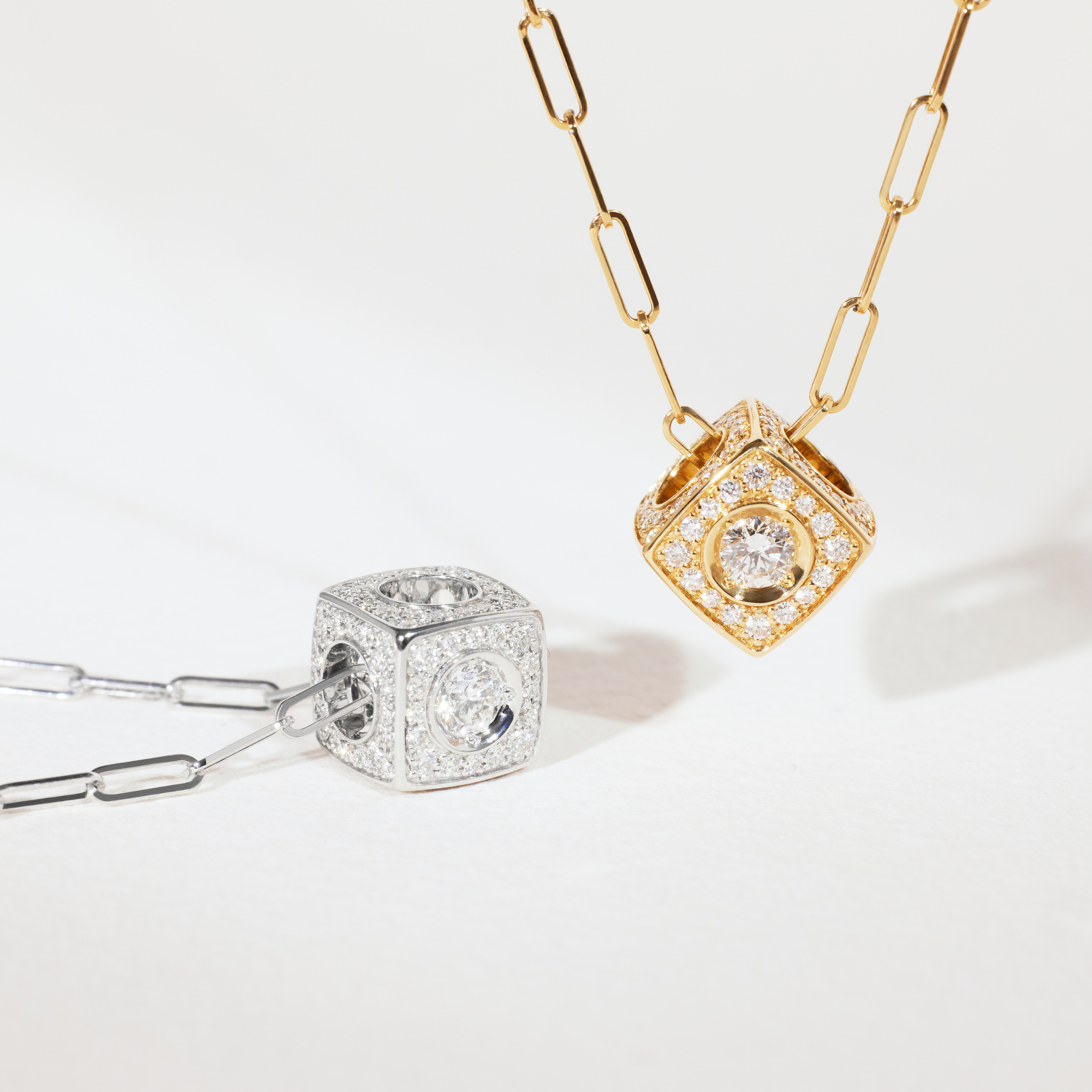 DINH VAN LE CUBE DIAMANT PENDANT YELLOW GOLD AND WHITE GOLD