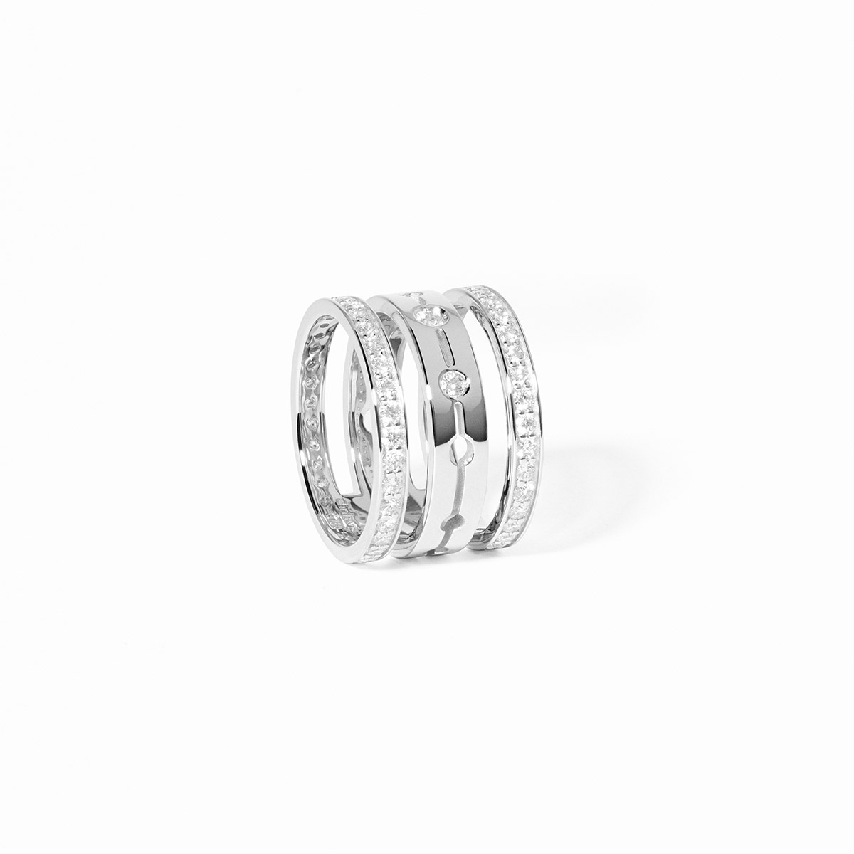 DIN VAN PULSE THREE ROW PAVE RING WHITE GOLD DIAMONDS 6460EUR