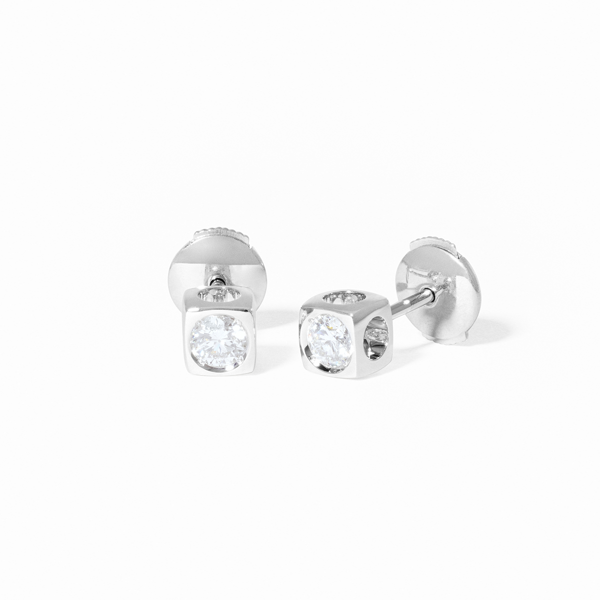 DINH VAN LE CUBE DIAMANT EAR CHIPS WHITE GOLD AND DIAMONDS