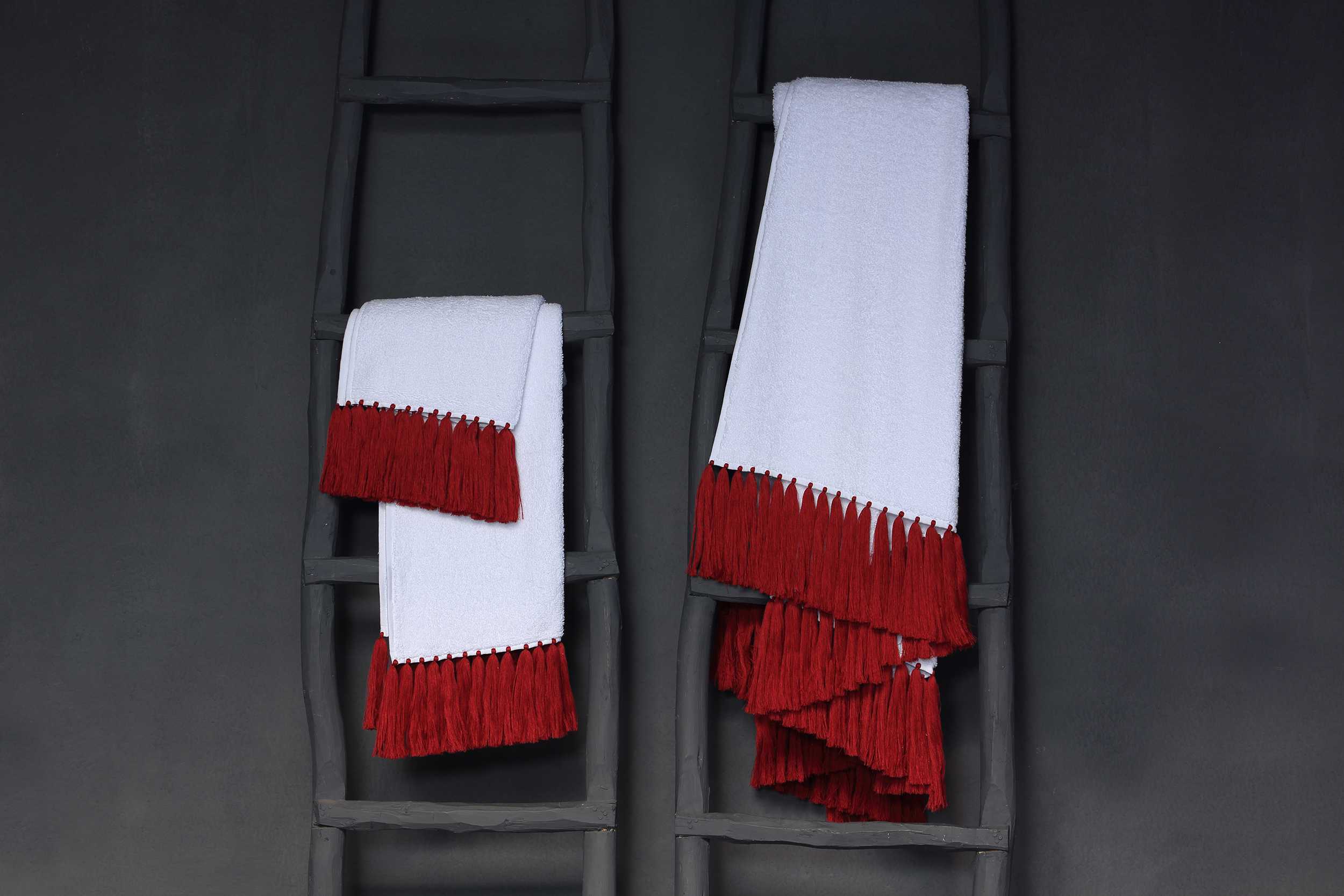 VALERIE BARKOWSKI BATH LINEN EPONGE BLANC POLLUX CARMIN CREDIT TANIA PANOVA