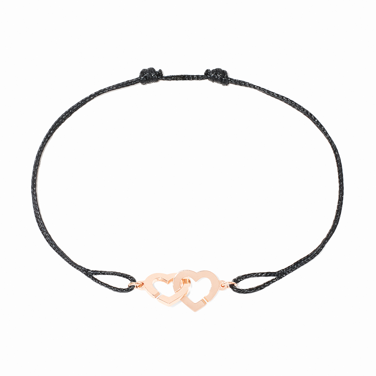 SMALL DOUBLE COEURS CORD BRACELET ROSE GOLD 750 EURO