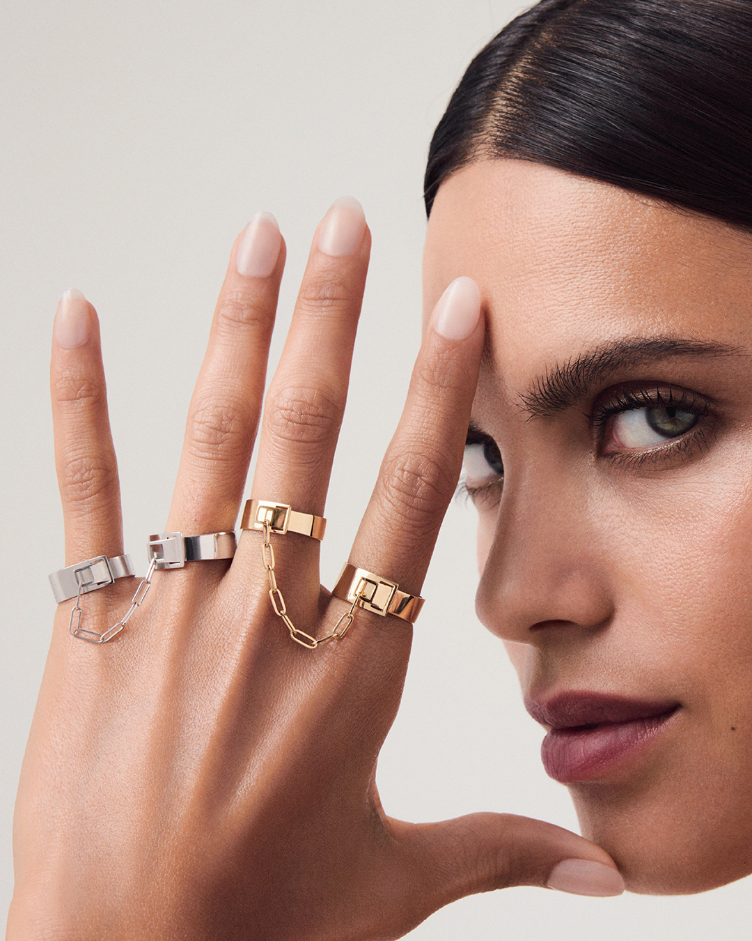 DINH VAN SERRURE SQUARE DOUBLE RING YELLOW GOLD AND SERRURE SQUARE DOUBLE RING SILVER