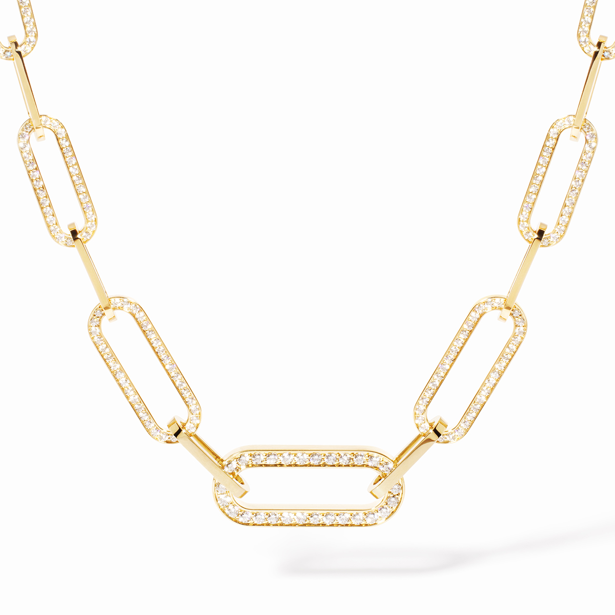 DINH VAN MAILLON PERLE COLLIER GRAND MODÈLE FUITE OR JAUNE ET 7 MAILLONS DIAMANTS