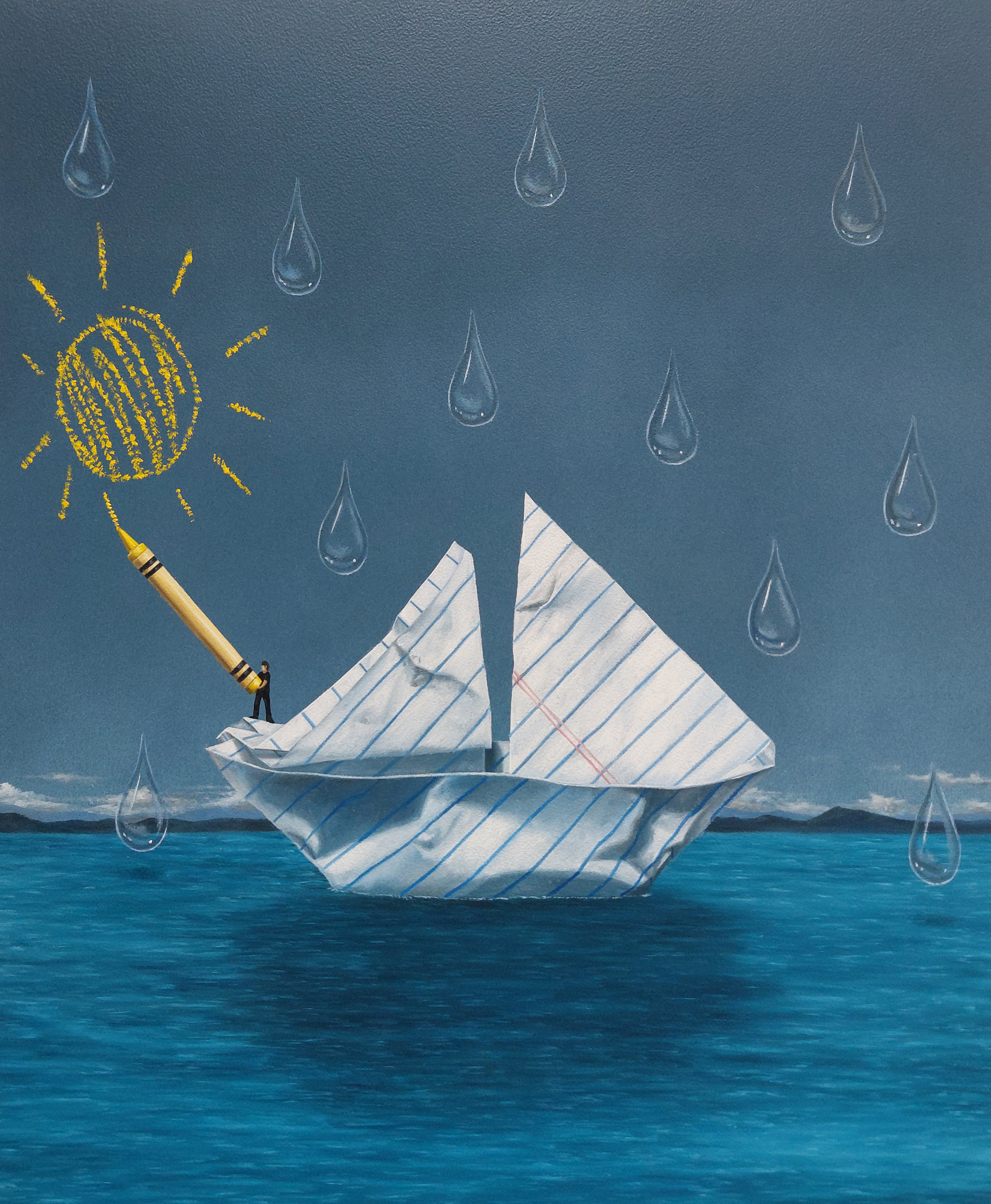 AAF26 GALERIE ONE JOSEPH RENDA JUNIOR HOPING FOR BETTER WEATHER 2025 HUILE SUR ALUMINIUM 40X35CM 2000EUR