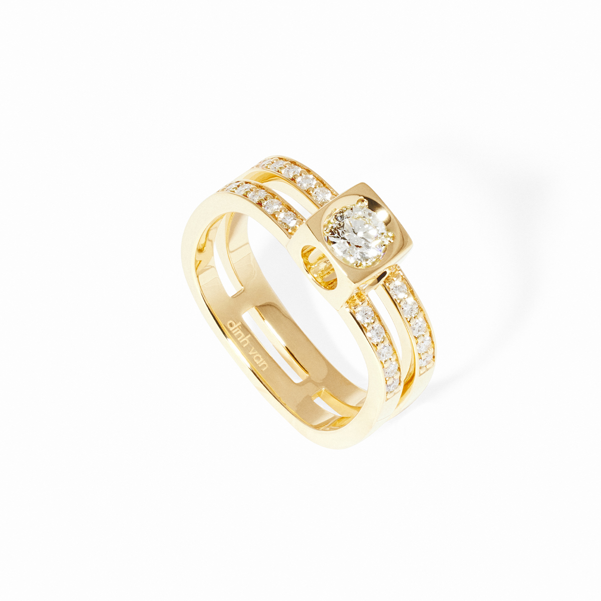 LE CUBE DIAMANT LARGE PAVED RING YELLOW GOLD AND DIAMONDS 4 990 EURO