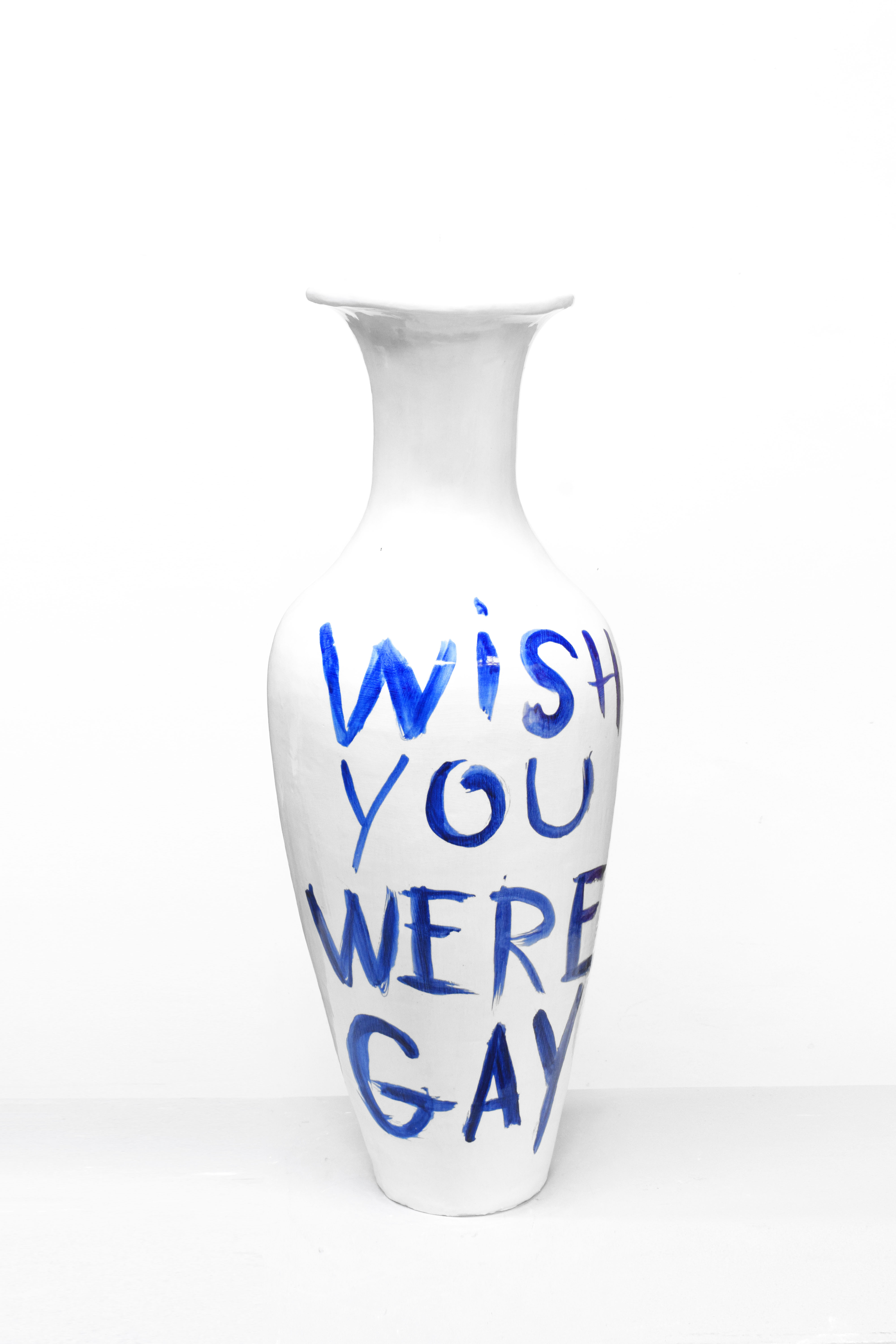 CB26 RADEMAKERS GALLERY CHRIS RIJK WISH YOU WERE GAY GLAZED EARTHENWARE UNIQUE WORK 80CM X 40CM X 40CM