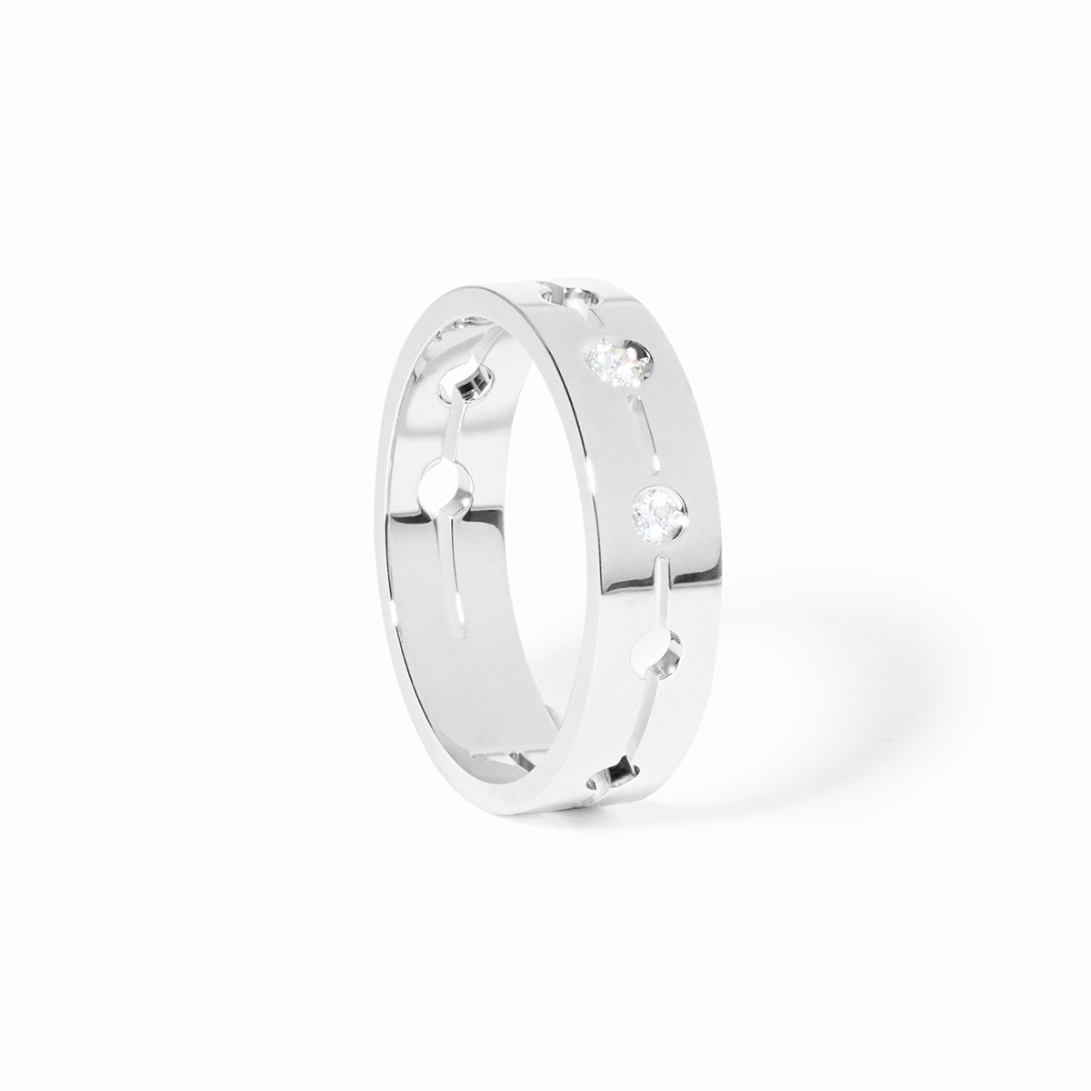PULSE SMALL RING 5MM WHITE GOLD AND DIAMONDS 2 550 EURO