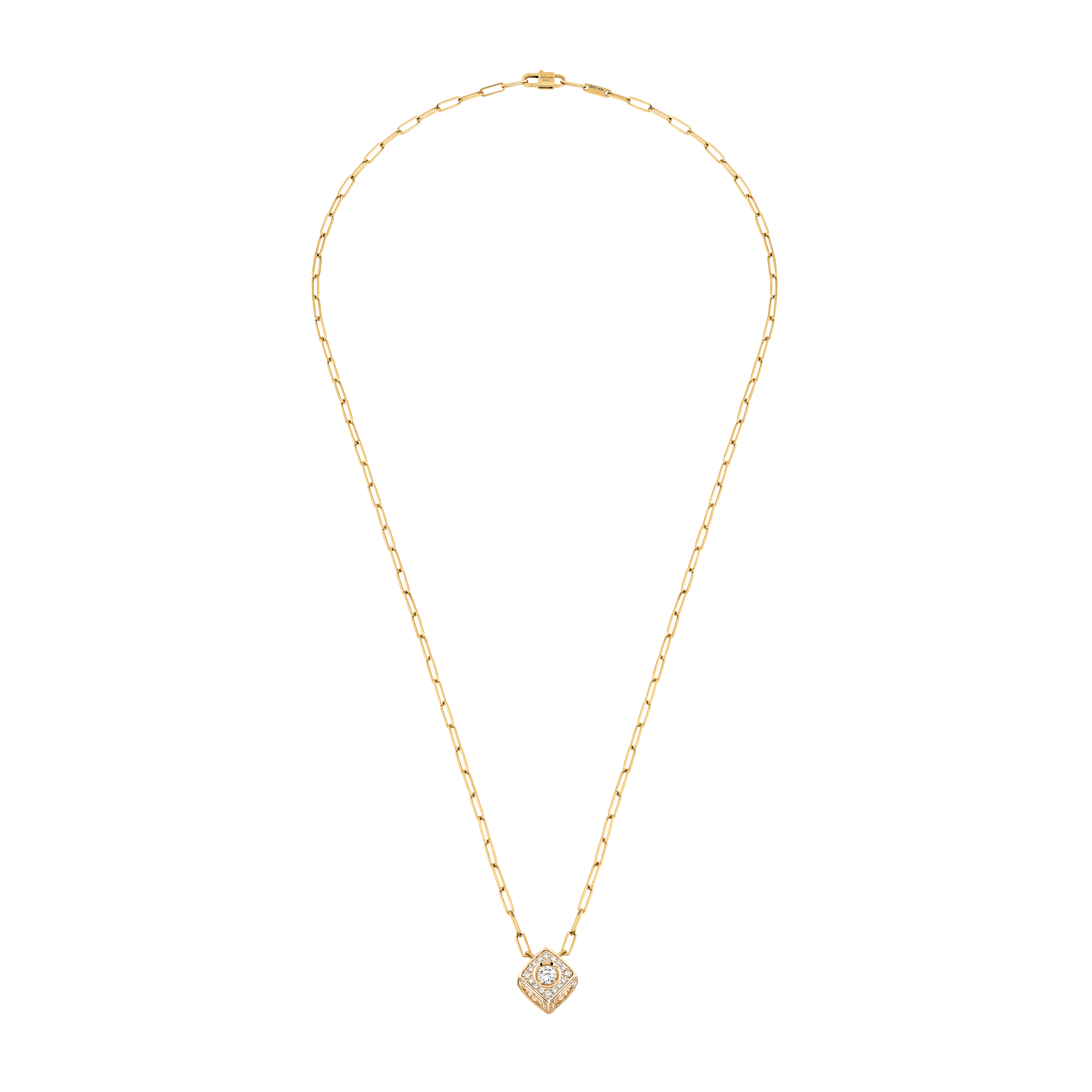 DINH VAN LE CUBE DIAMANT PENDANT XL AND DINH VAN CHAIN YELLOW GOLD AND DIAMONDS