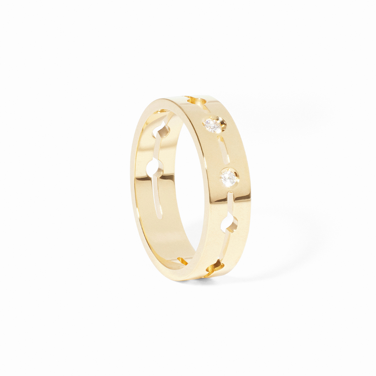 PULSE SMALL RING 5MM YELLOW GOLD AND DIAMONDS 2 400 EURO