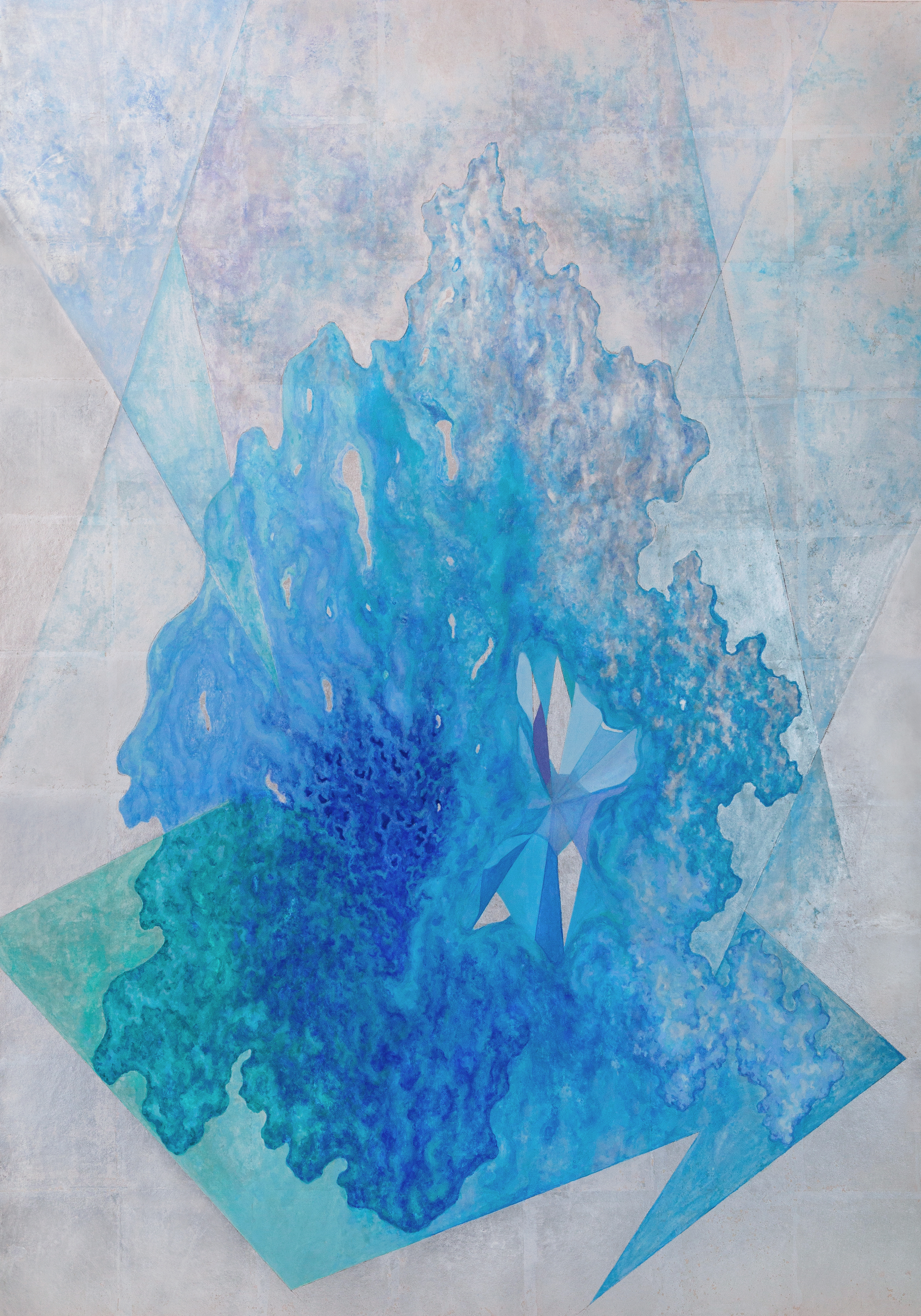 ASIA NOW 2026 ART NOVA I JEN SU ETAT04 2022 MINERAL AND PLANT PIGMENT SILVER LEAFONLINNEN PAPER PANEL 125CM X 90CM