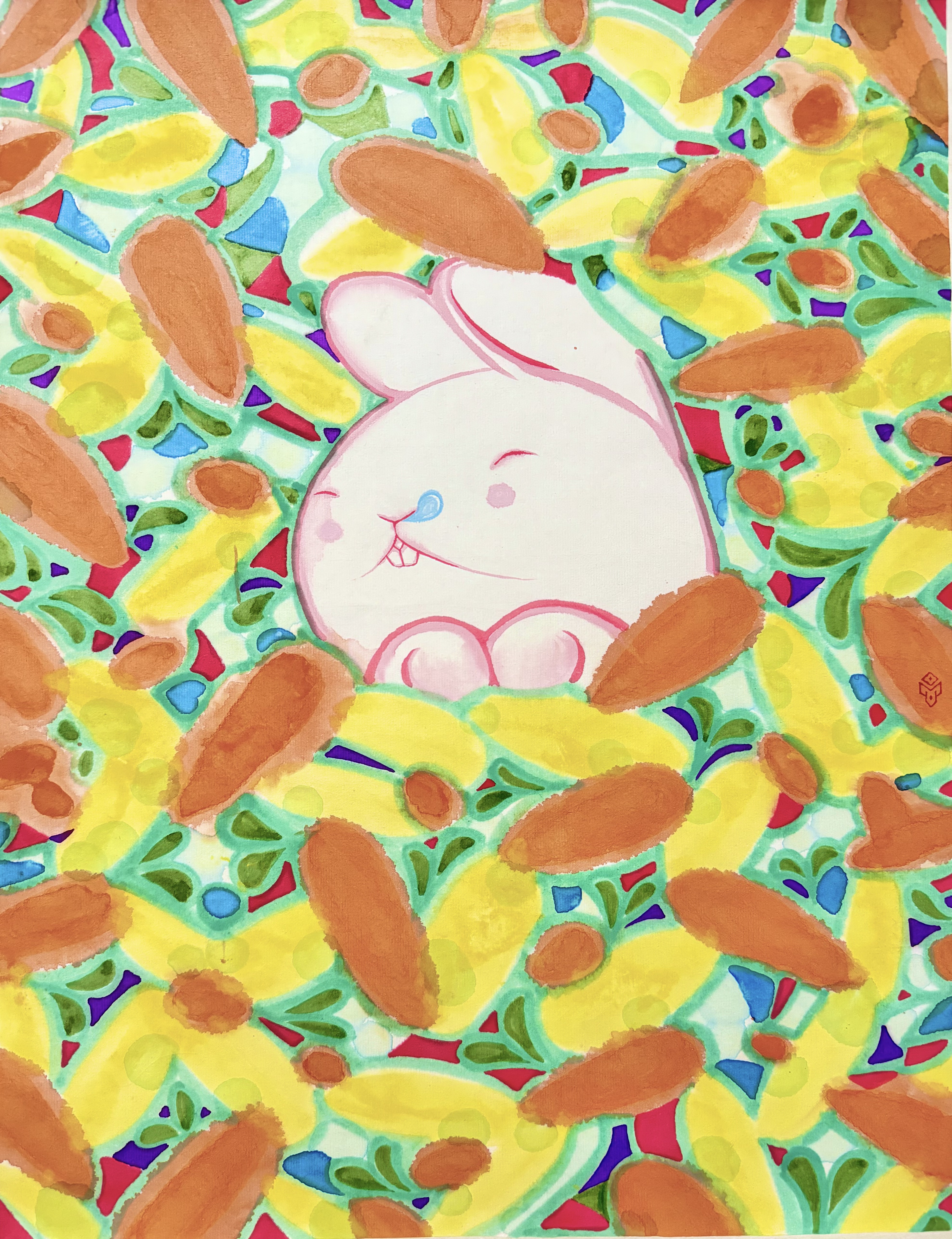 AAF26 60 CENT GALLERY YUSI LIN SWEET DREAM 2022 INK AND COLOUR ON RAW RICE PAPER 46X35CM 1600EUR