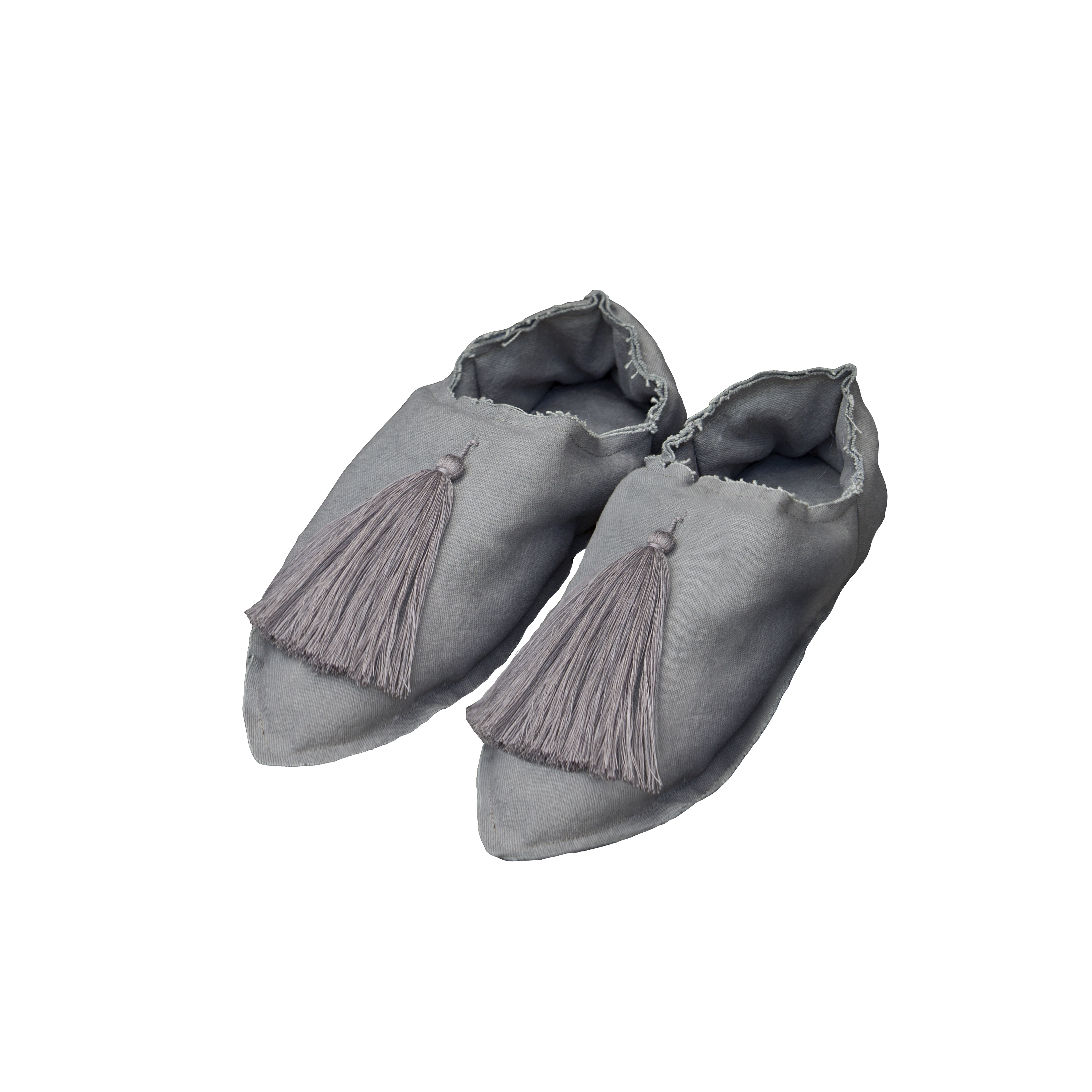 VALERIE BARKOWSKI BABOUCHES POMPON COTTON GREY CREDIT TANIAPANOVA 50EUR