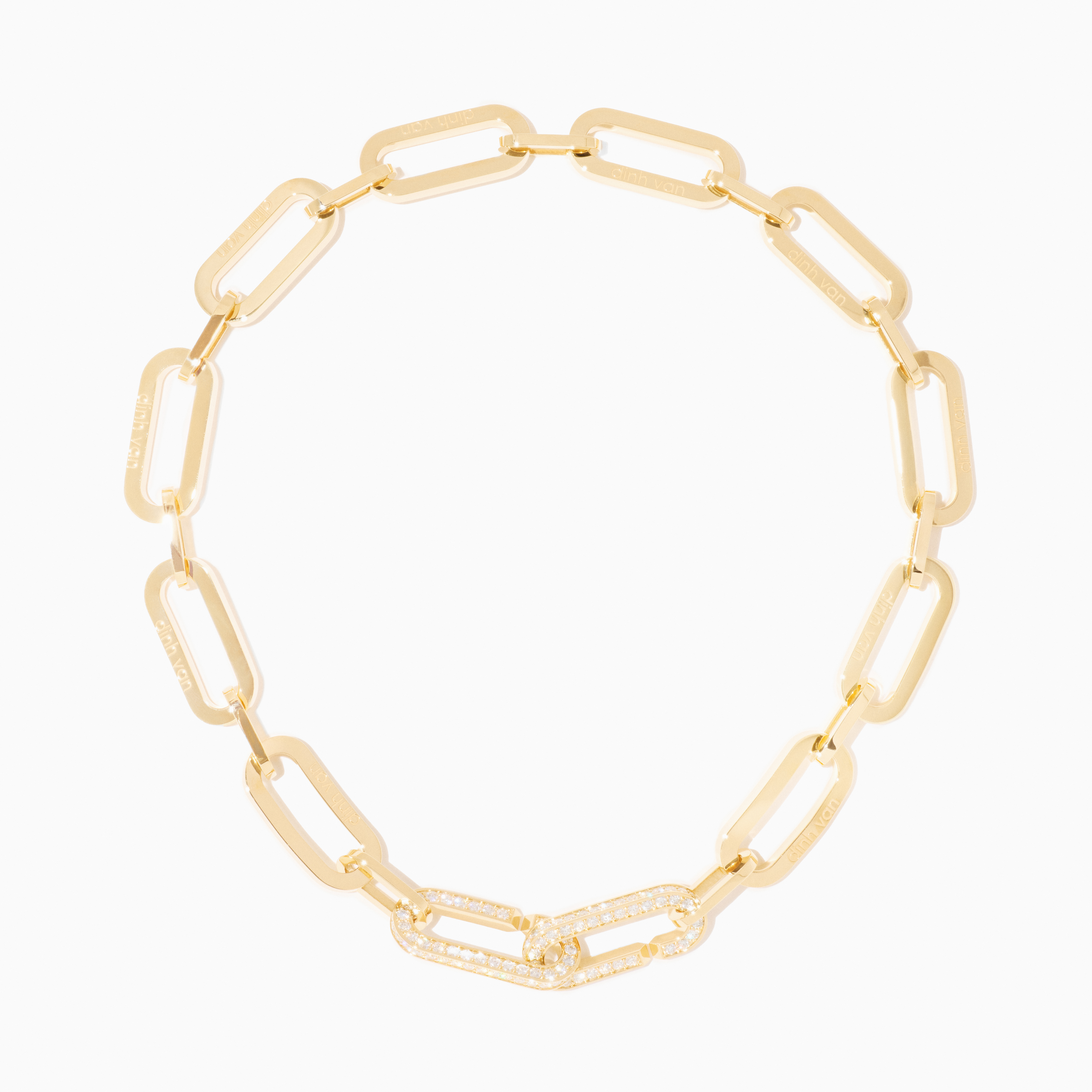 DINH VAN MAILLON NECKLACE PAVE CLASP YELLOW GOLD DIAMONDS 35500EUR