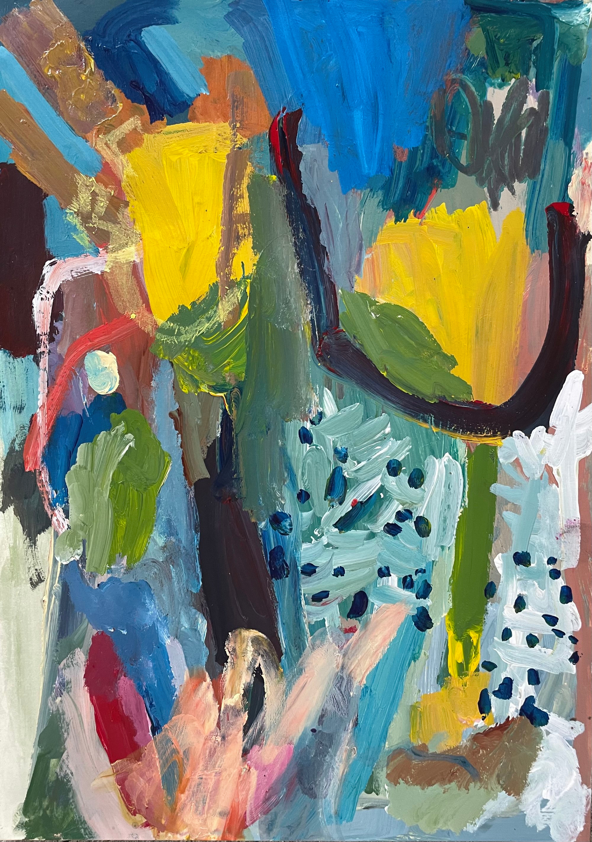 AAF26 YOUNG ART HUNTERS JANE THOMPSON SUNFLOWER I 2024 ACRYLIC ON PAPER 42X30CM 300EUR