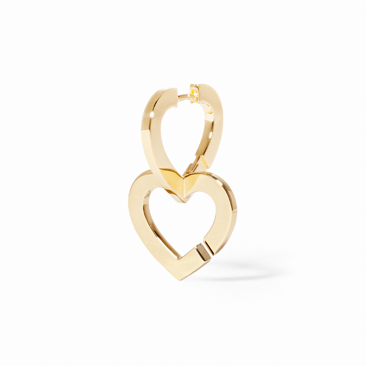 LARGE DOUBLE COEURS SOLO HOOP EARRING YELLOW GOLD 1 790 EURO