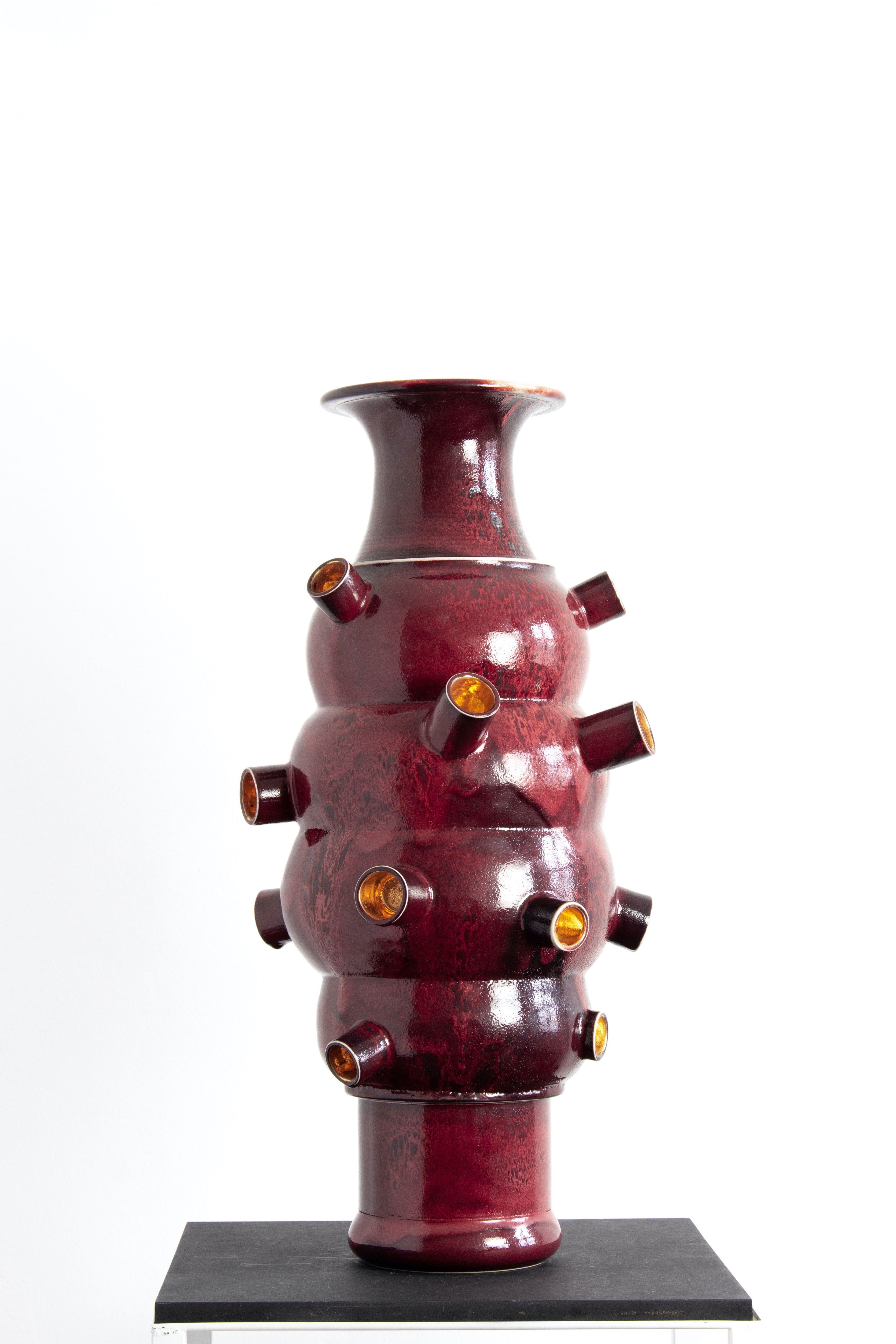 CB26 KOPPE CONTEMPORARY OBJECTS MICHAEL GEERTSEN 5  RED WITH GOLD LILLE