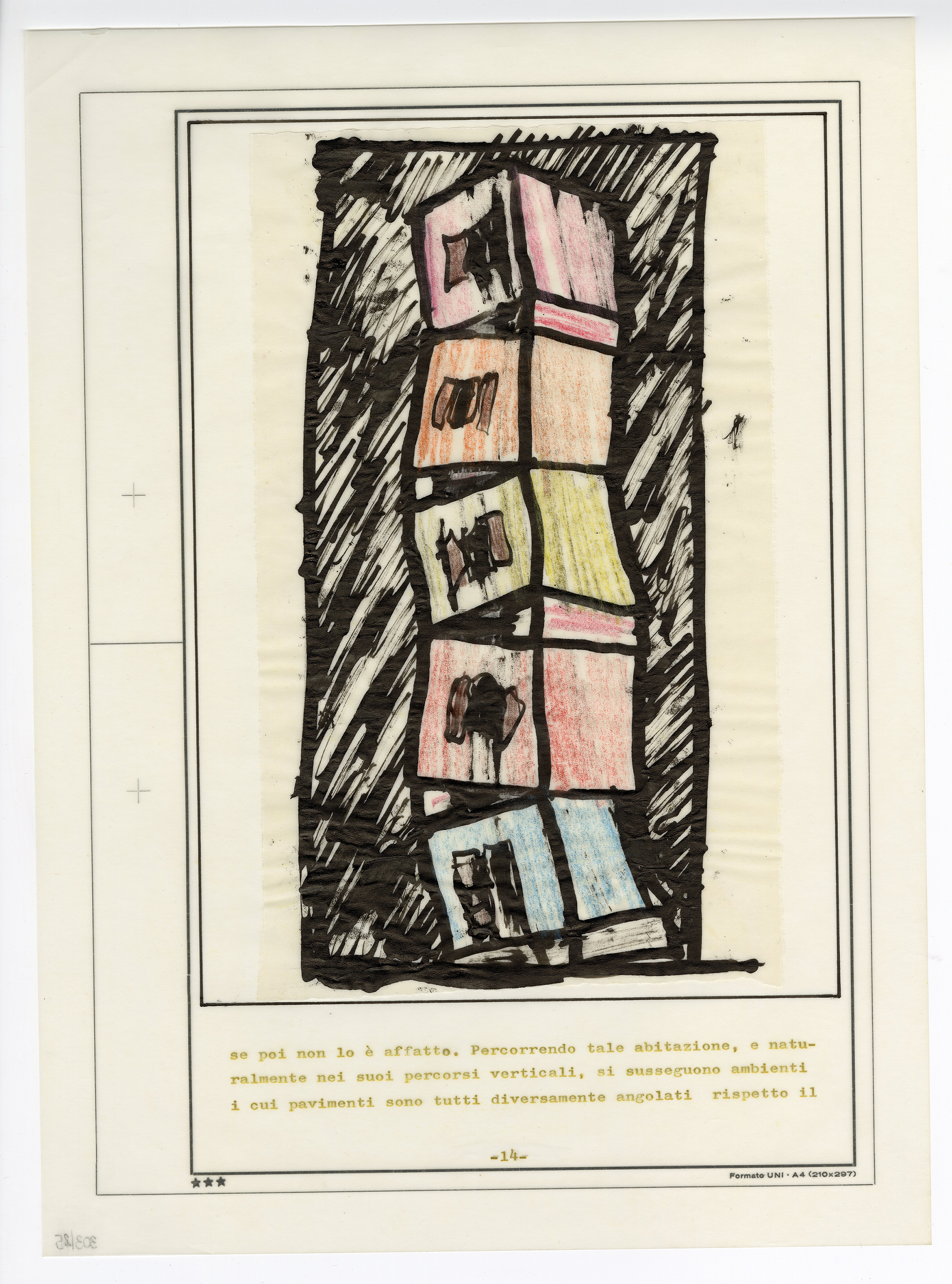 CID  DL32. MICHELE DE LUCCHI – ABITAZIONE VERTICALE – 1975 CHINA SU CARTA