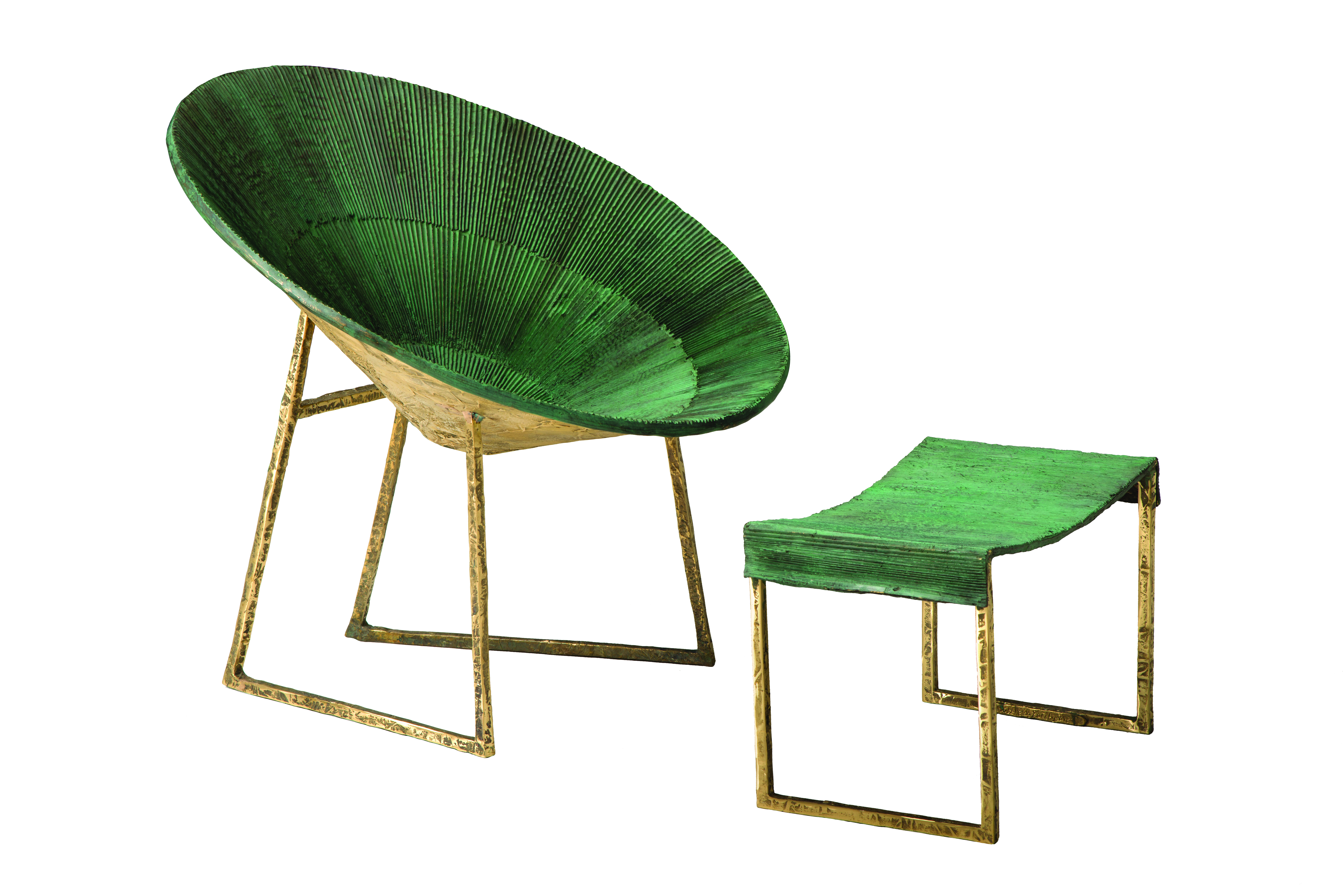 ISABELLE DE BORCHGRAVE GREEN CHAIR AND FOOTSTAND