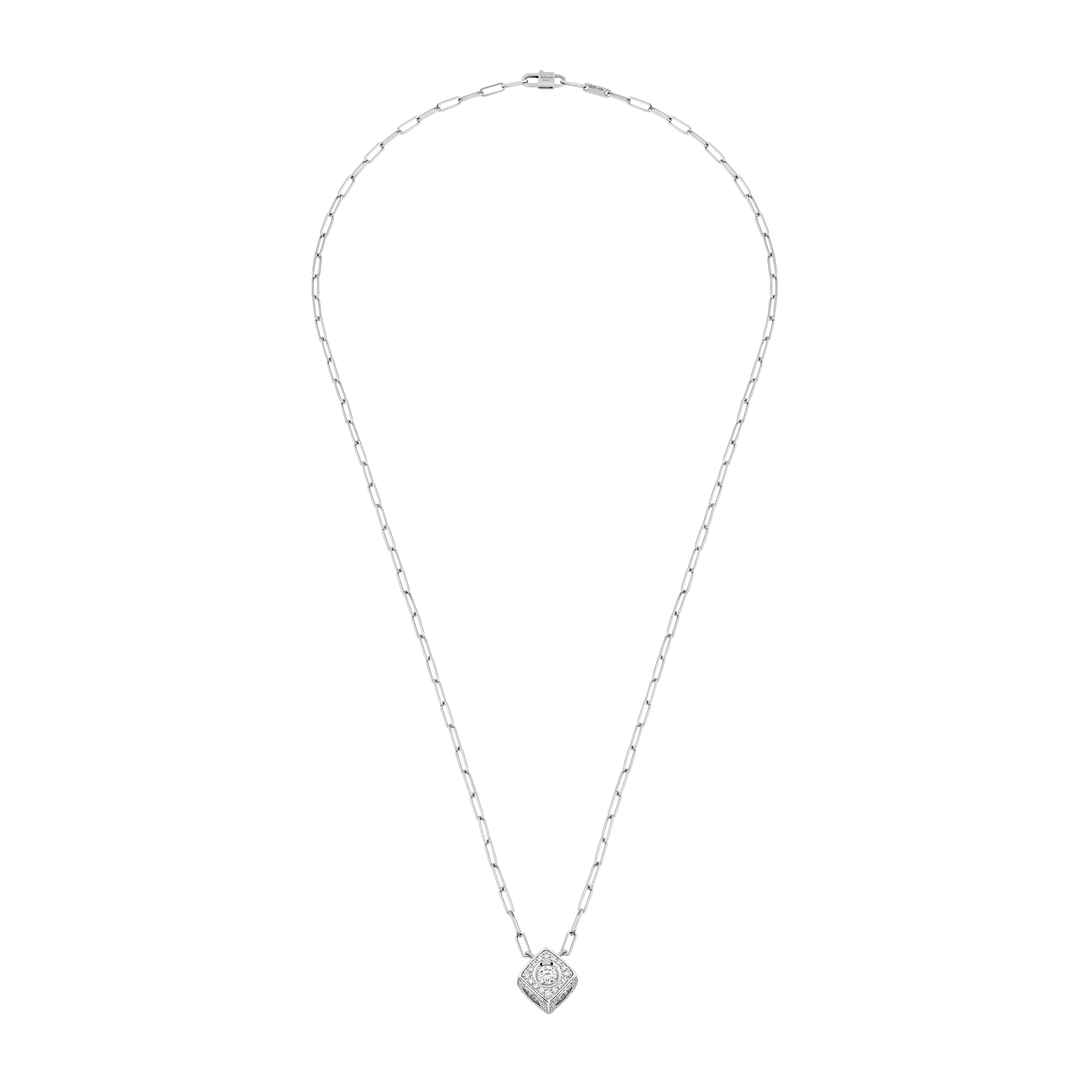 DINH VAN LE CUBE DIAMANT PENDANT XL DINH VAN CHAIN WHITE GOLD AND DIAMONDS