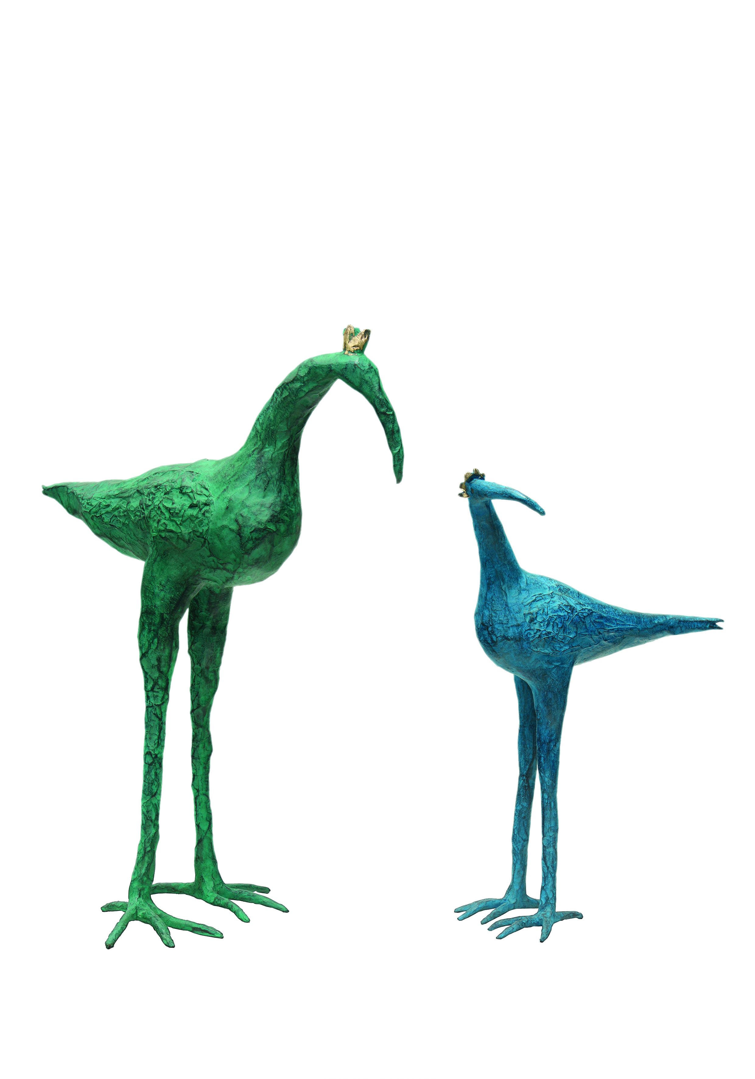 ISABELLE DE BORCHGRAVE PAIR OF BIRDS IN BRONZE MATERIAL