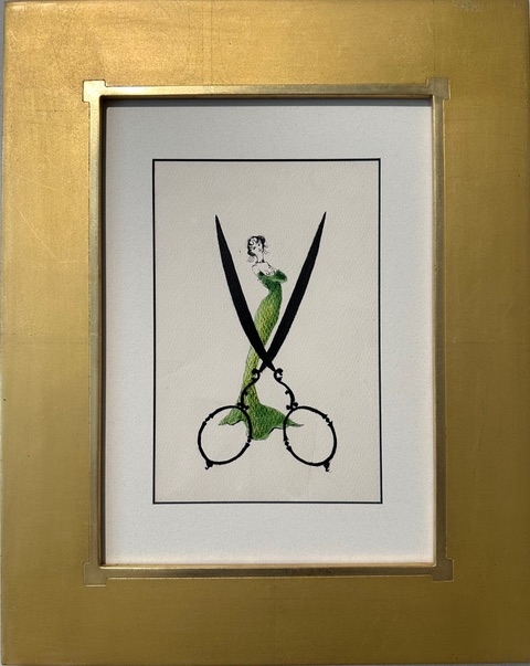 THE ROOMS DURAZZO FINI FEMME  AUX CISEAUX ENCADREE C1960