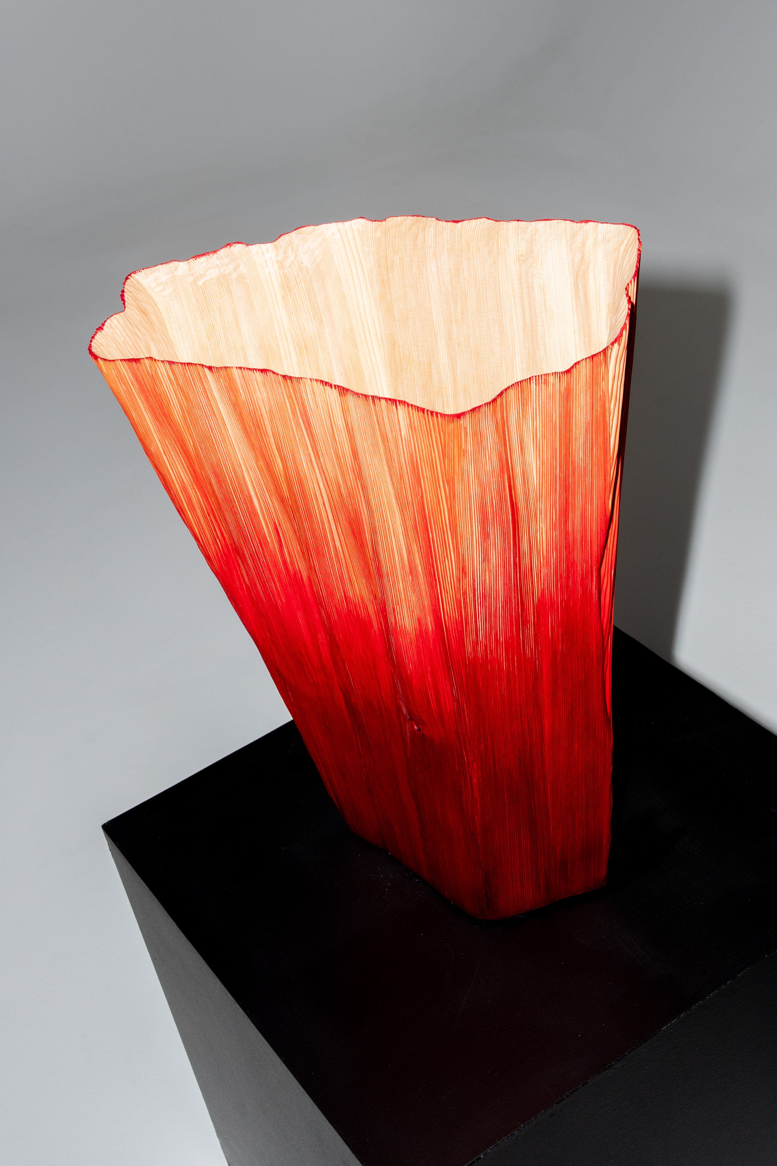 ASIA NOW 2026 PLEATS BY SPAZIO NOBILE DIDI NG WING YIN PLEATS VASE NO7 2024 FIR WOOD INDIAN INK TUNG OIL 53CMX 35CM UNIQUE PIECE, SIGNED BY THE ARTIST LOEWE FOUNDATION CRAFT PRICE FINALIST 2025