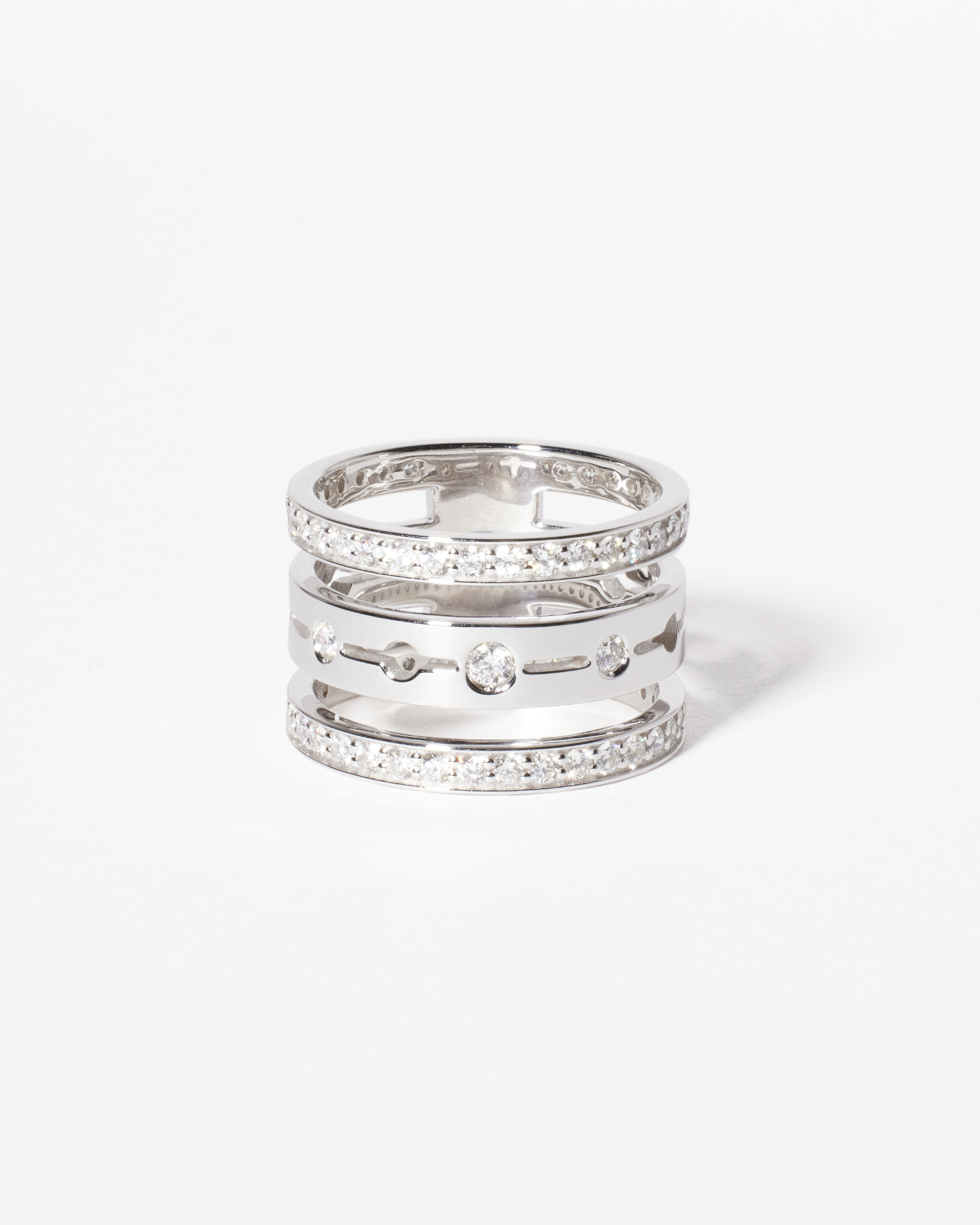 DINH VAN PULSE RING 3 ROWS WHITE GOLD DIAMONDS 6460EUR