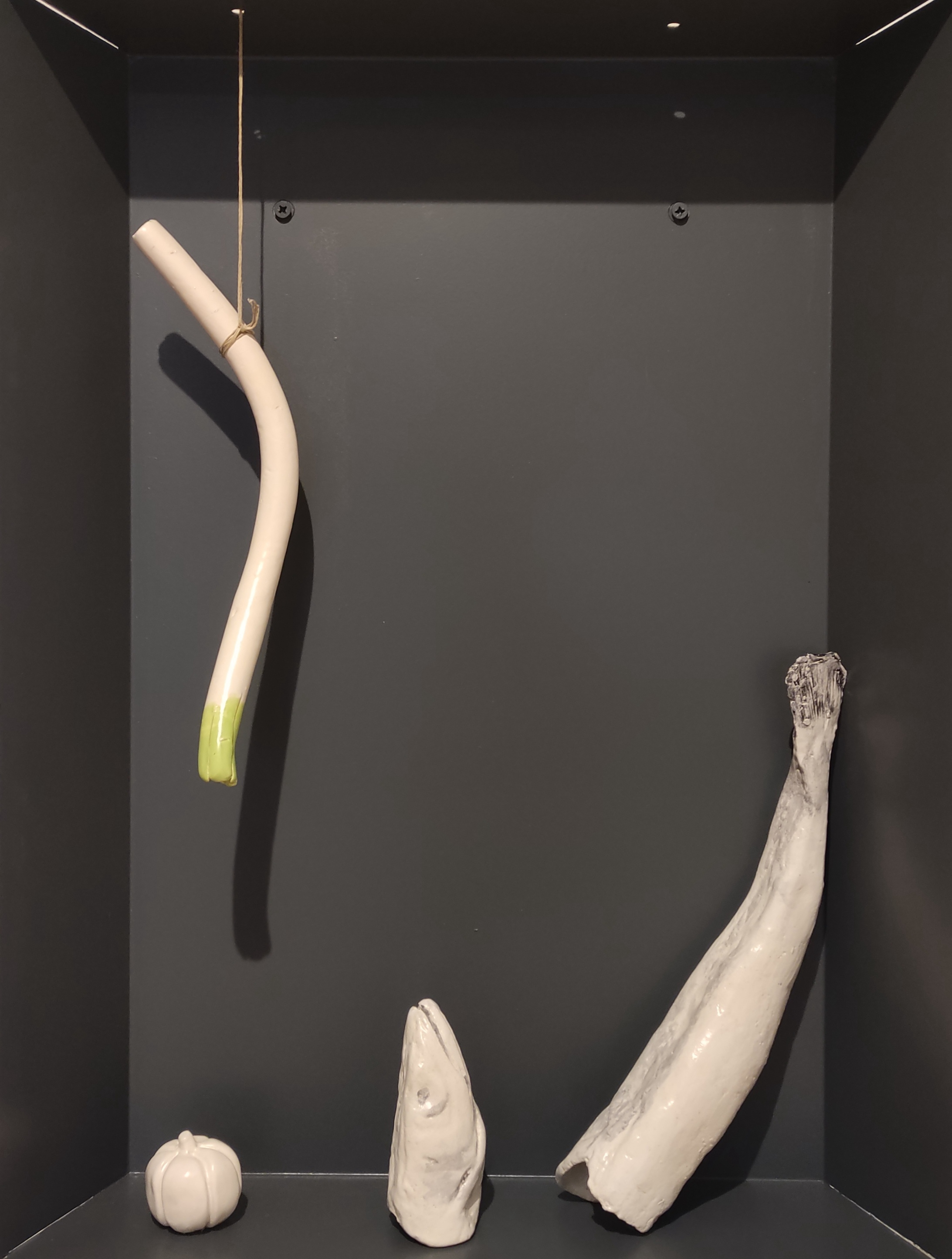 CB26 GALERIA METRO MONTSE REGO STILL LIFE WITH  WHITING LEEK AND GARLIC LACQUERED GALVANIZED STEEL AND GLAZED CERAMIC 80X60X15CM 2025