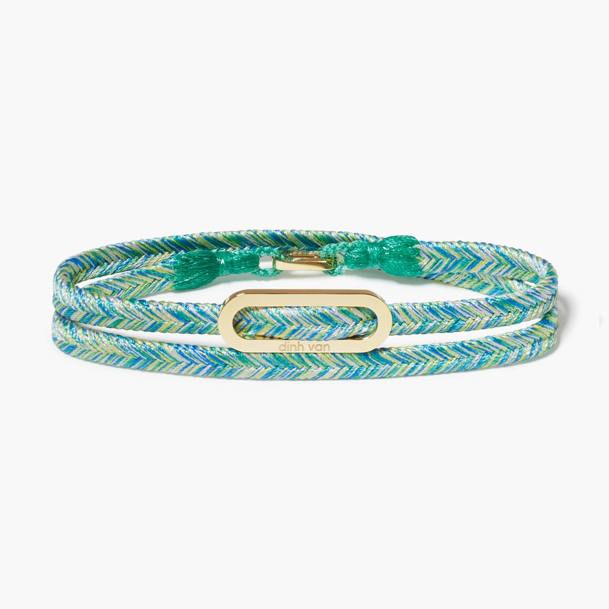 DINH VAN BRACELET TISSE MAILLON VERT LAGON OR JAUNE 1800EUR
