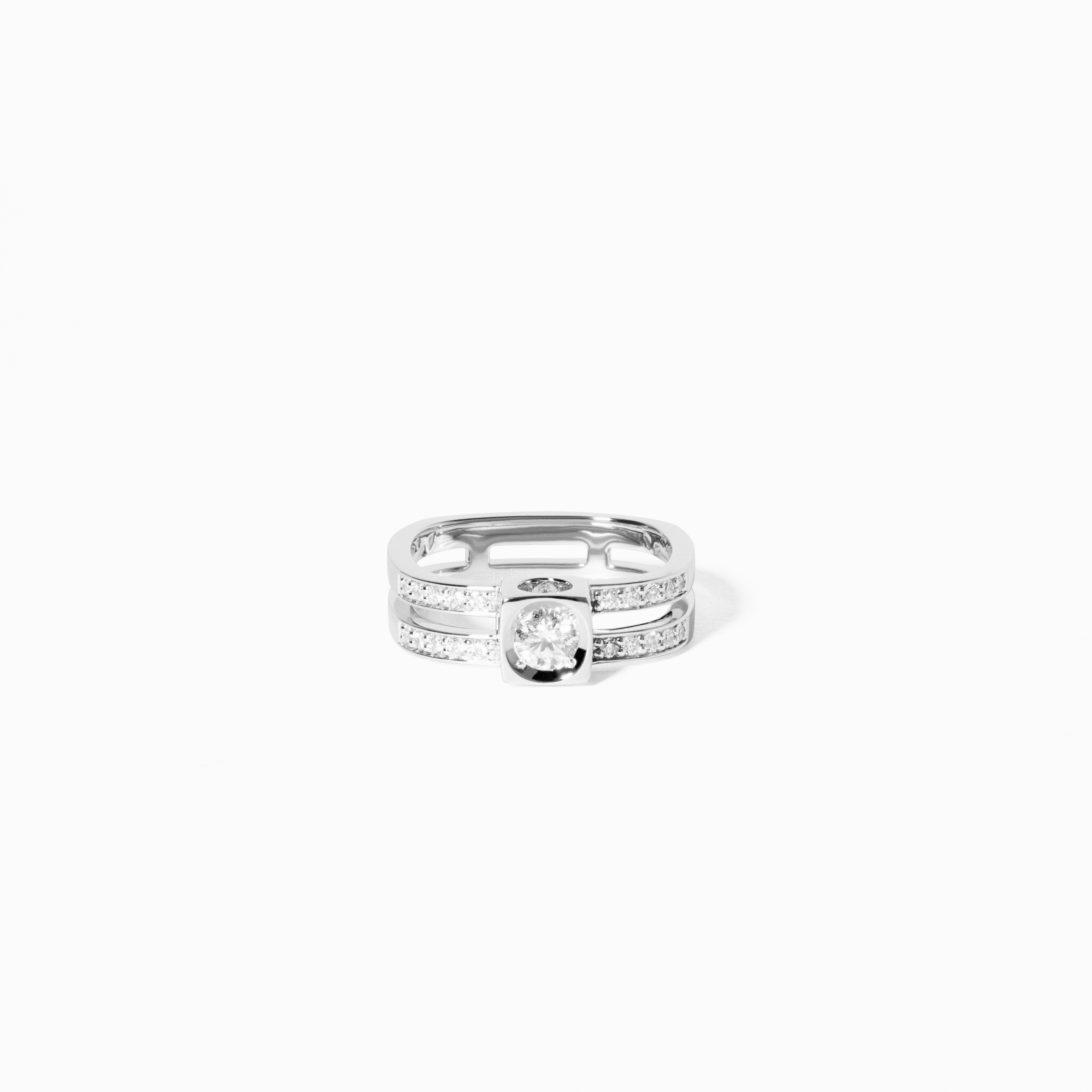 DINH VAN LE CUBE DIAMANT TWO PAVED ROWS RING WHITE GOLD DIAMONDS 4900EUR